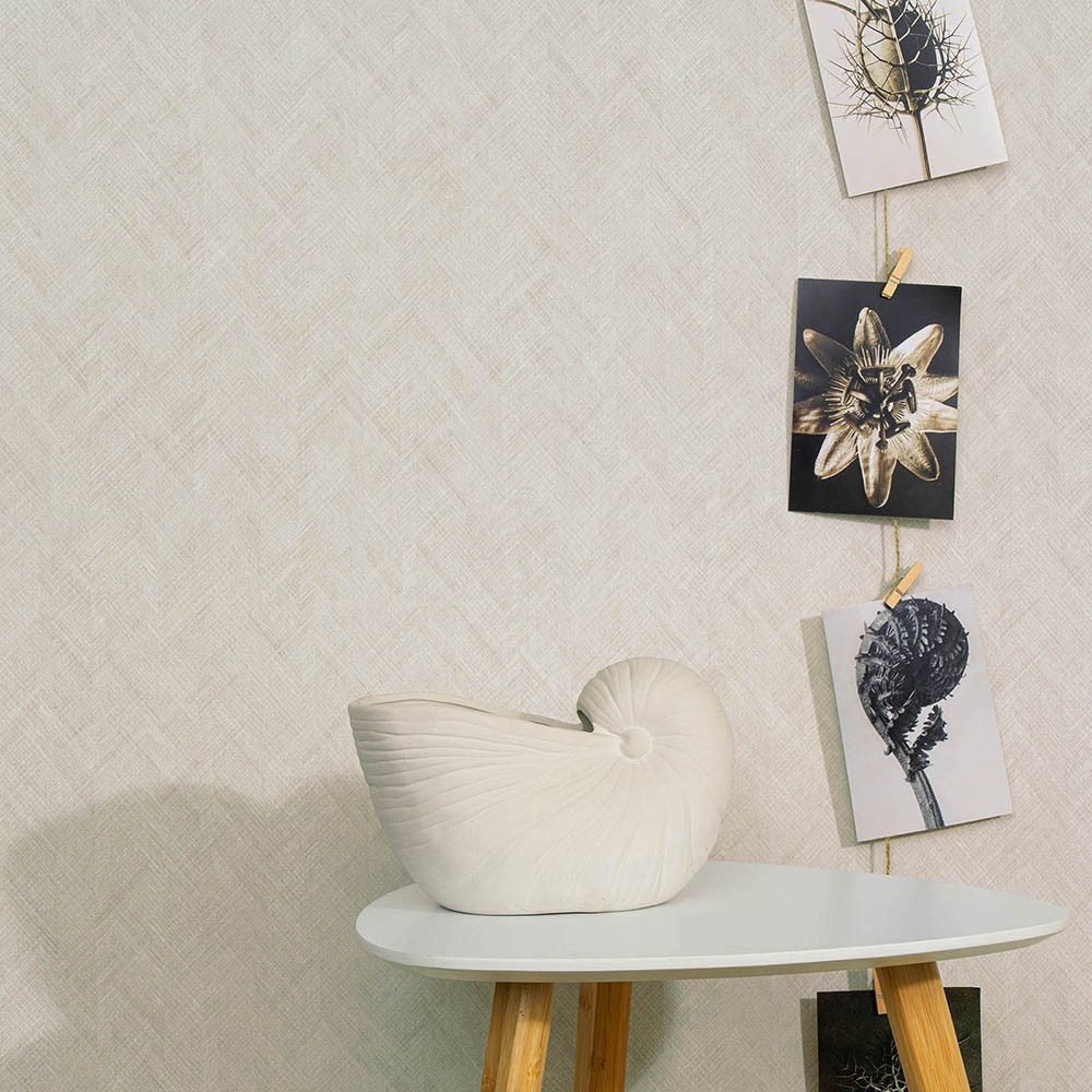 Erismann Vliestapete Fischgrätenmuster Grafik Einfarbig Beige Grau 10589-38 Pure Harmony