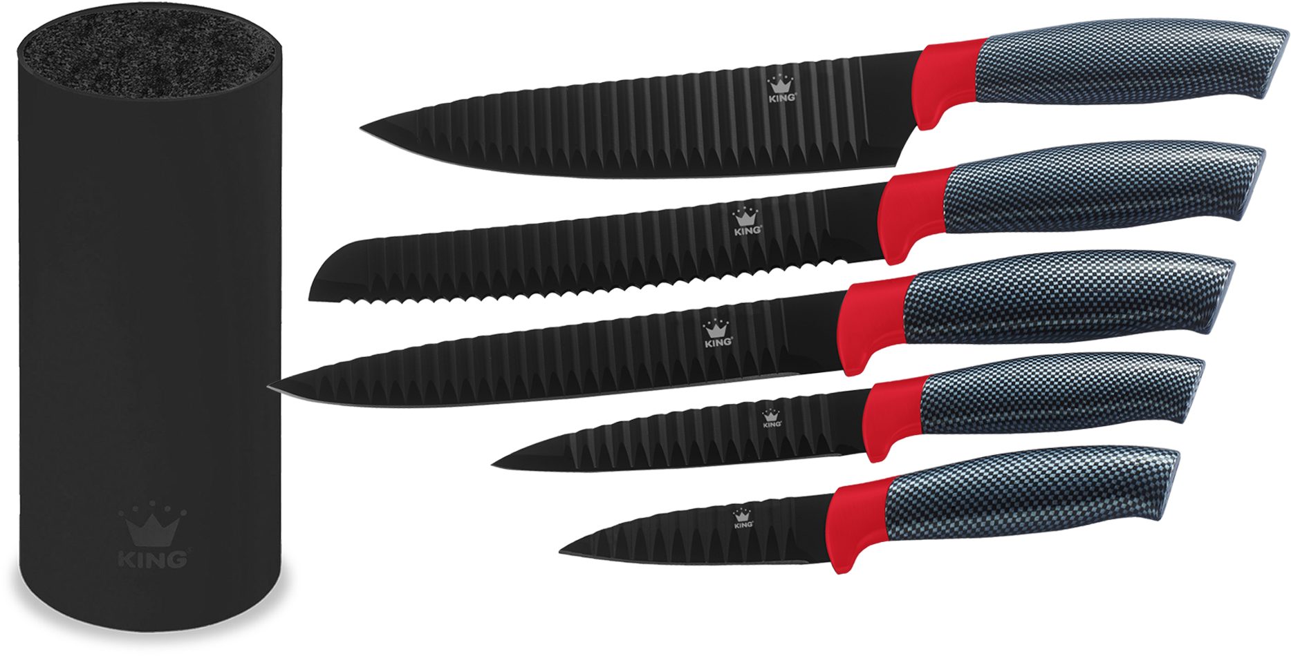KING Messerblock Carbon Optic (9tlg), inkl. 3-teiligem Dosen-Set