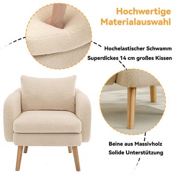 Gotagee Sessel Modern Schlicht Sessel Teddysamt Freizeitstuhl Einzelsofa Kissensessel, extra dicker Kissen-Sessel