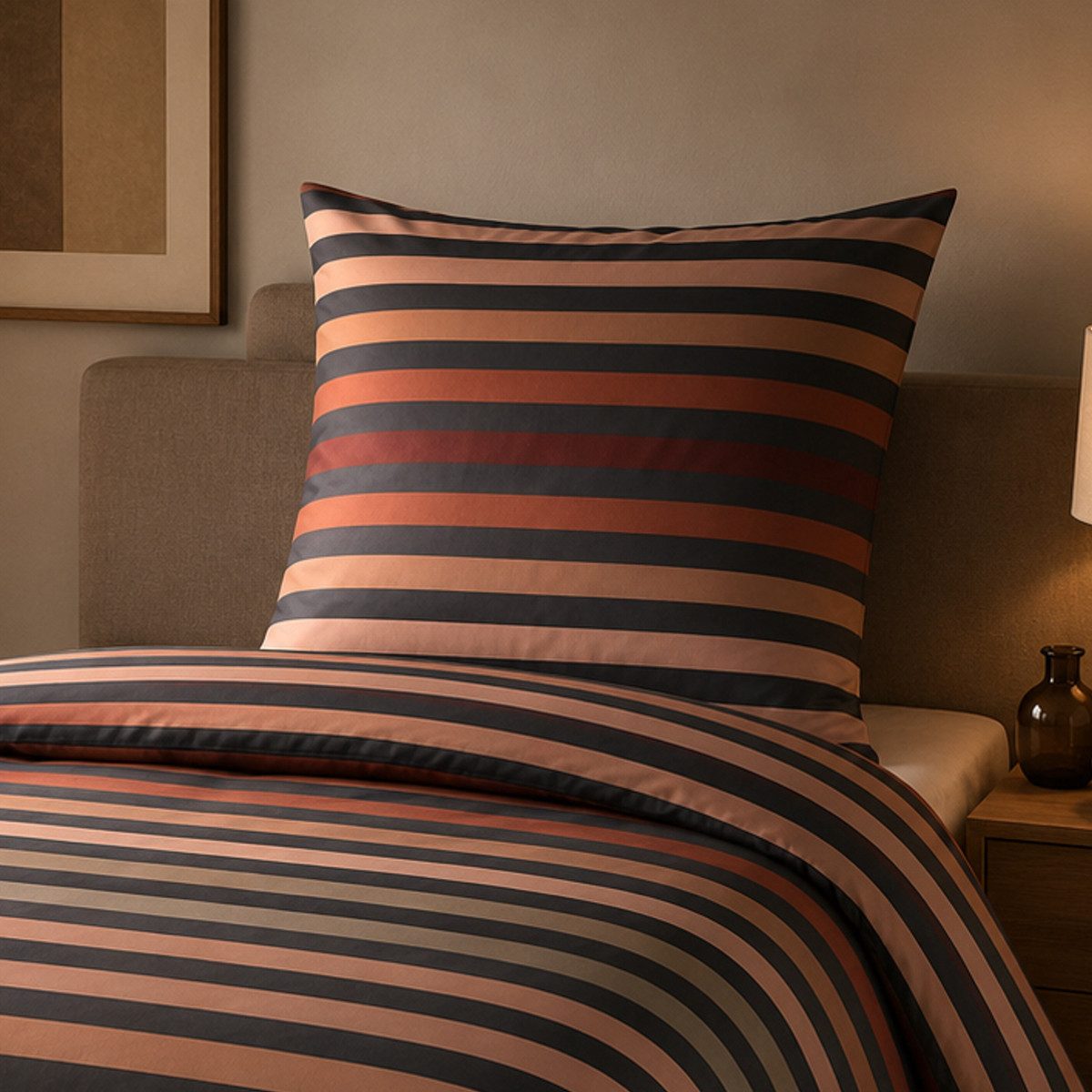 JOOP! Bettwäsche JOOP! Comfort Satin Bettwäsche Tone 4103-8 kupfer Streifen 135x200, Comfort Satin, 2 teilig, Mit Reißverschluss