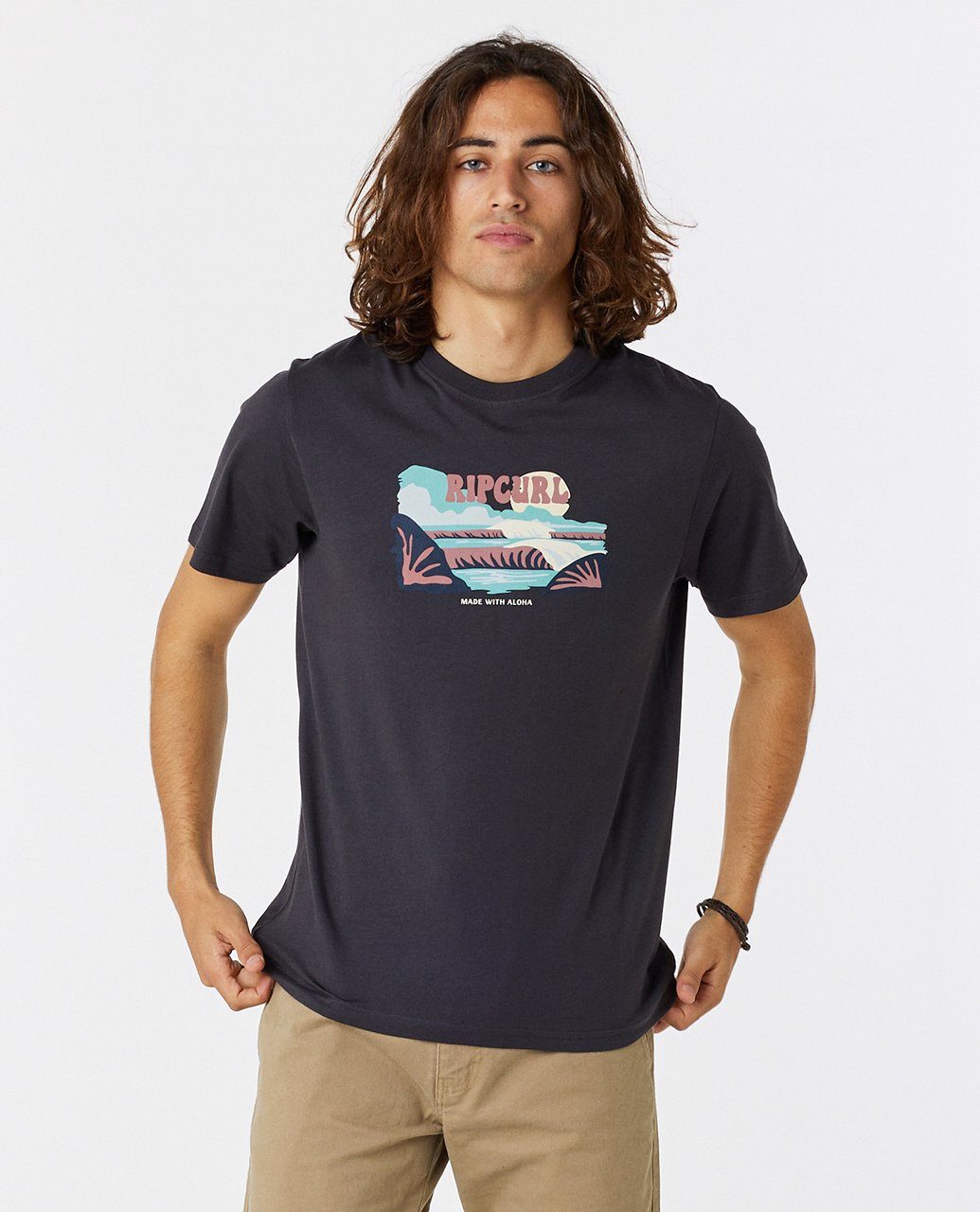 Print-Shirt Print Rip T-Shirt Front Horizon Curl Kurzärmeliges