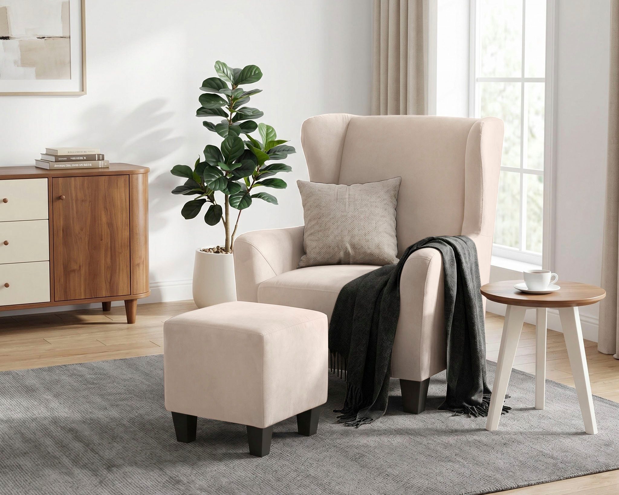 OTTO home Ohrensessel CHILLY, Microfaser-Bezug, Sessel mit Hocker (Set, 2-St., bestehend aus Sessel und Hocker), Unser Dauertiefpreis