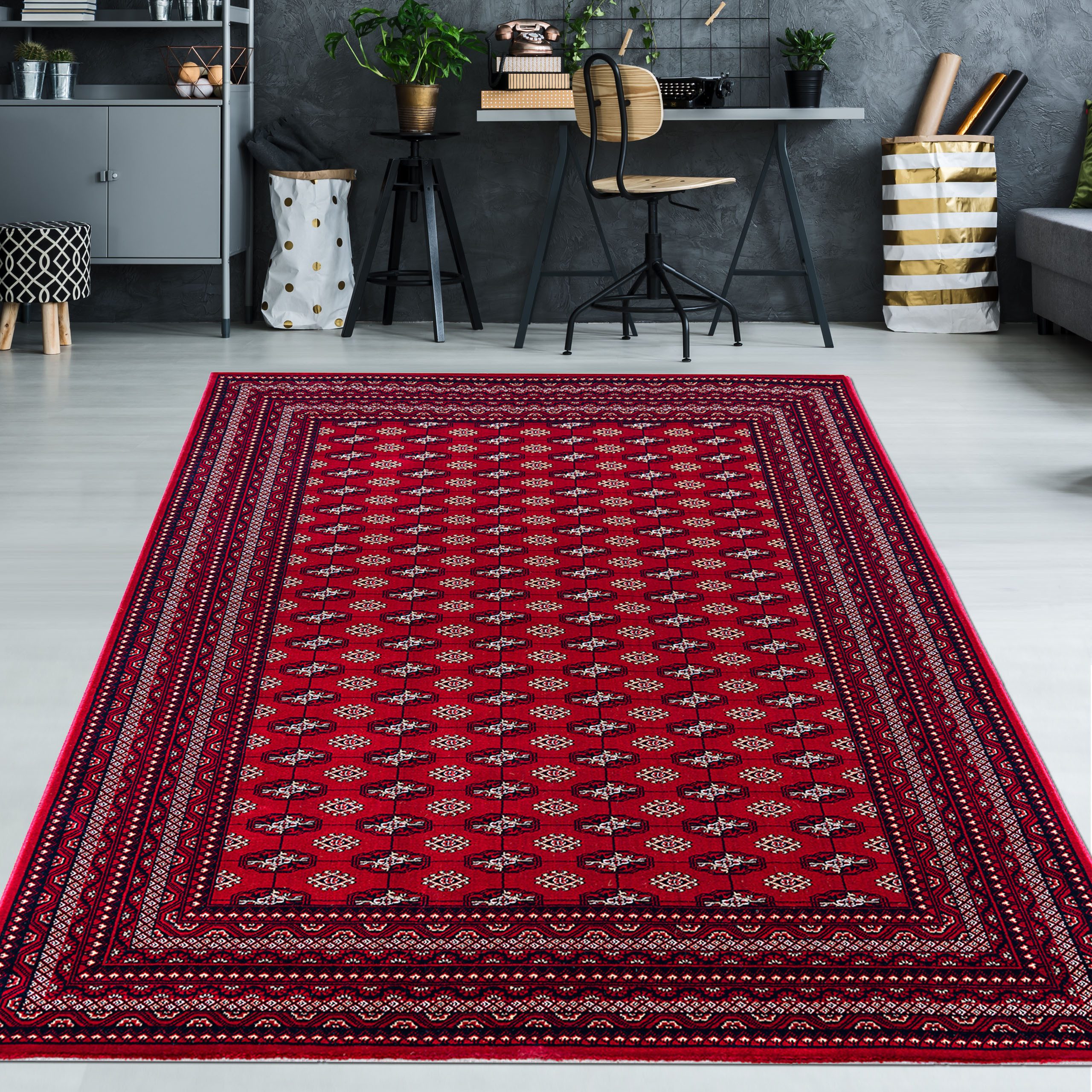 Teppich Teppich mit orientalischen Ornamenten, elegant, in rot, TeppichHome24, rechteckig, Höhe: 10 mm
