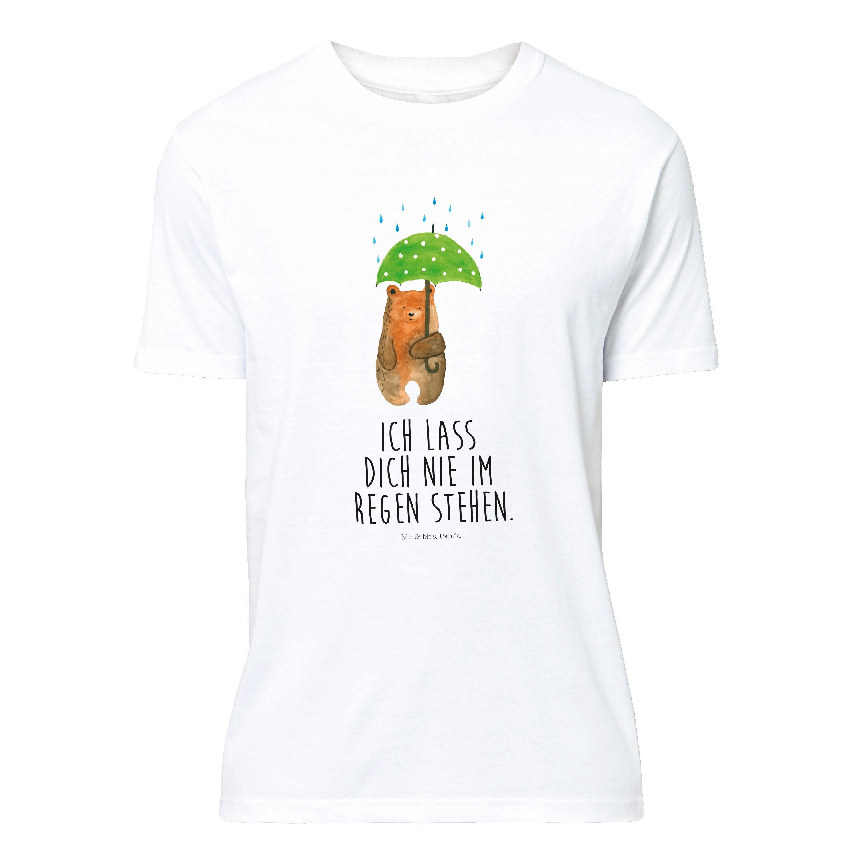 T-Shirt Bär mit Regenschirm - Weiß - Shirt, T-Shirt