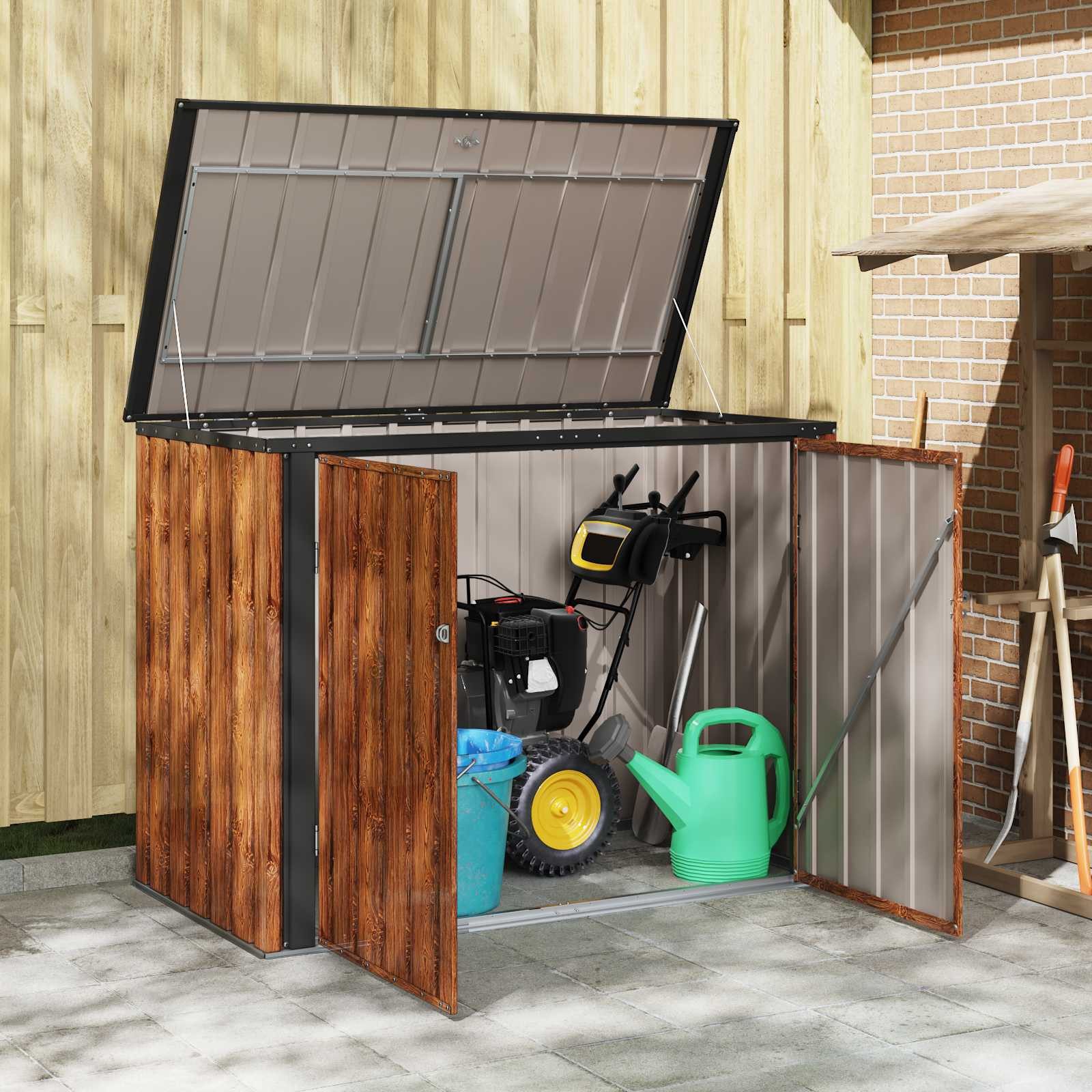 vidaXL Gartenhaus Gartenlagerbox Braun 151,5 x 82 x 110,5 cm Stahl – Bild 4 von 5