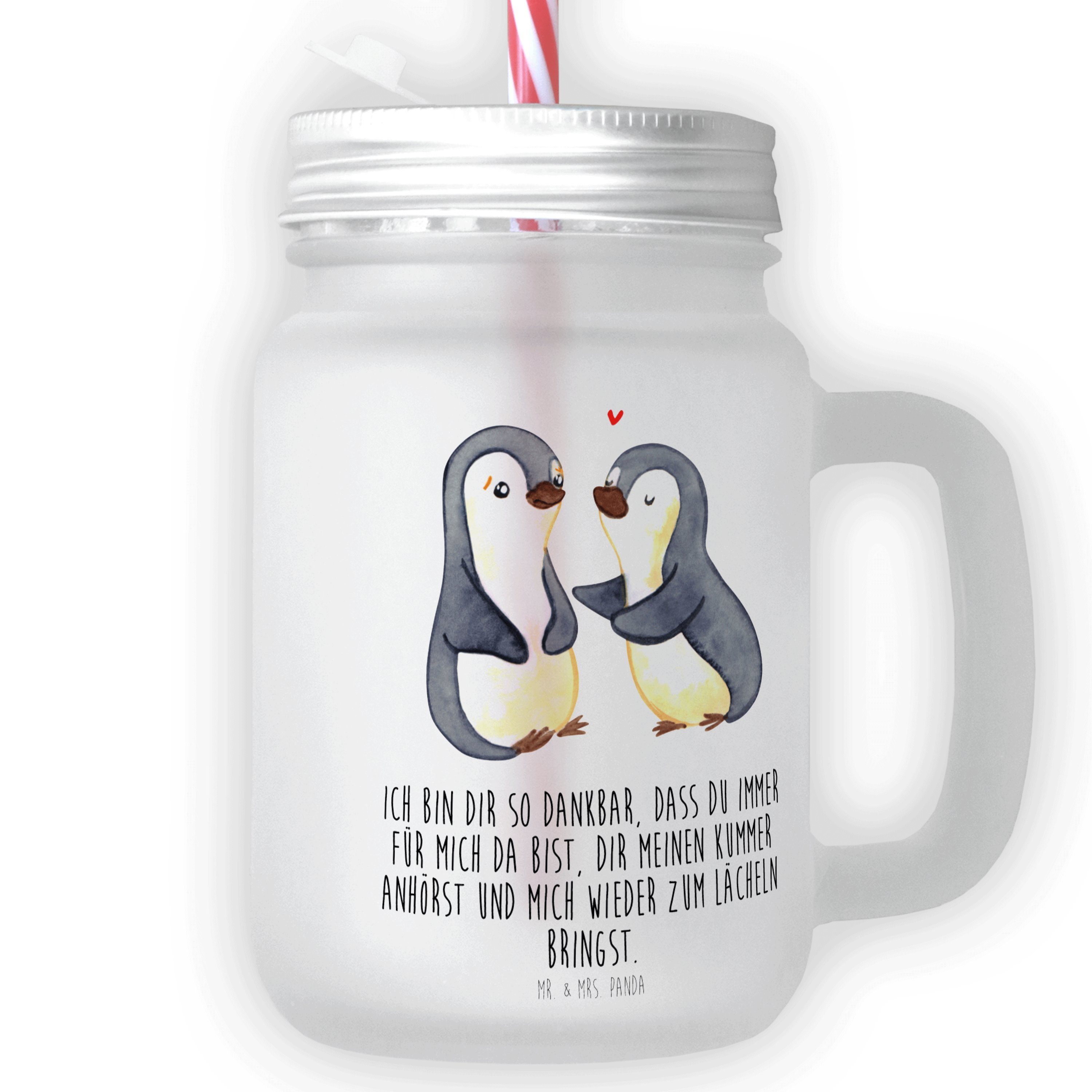 Mr. & Mrs. Panda Cocktailglas Pinguine trösten Transparent Geschenk