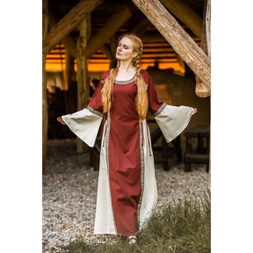 Leonardo Carbone Ritter-Kostüm Mittelalterliches Kleid mit Bordüre "Sophie" - Natur/Rot L