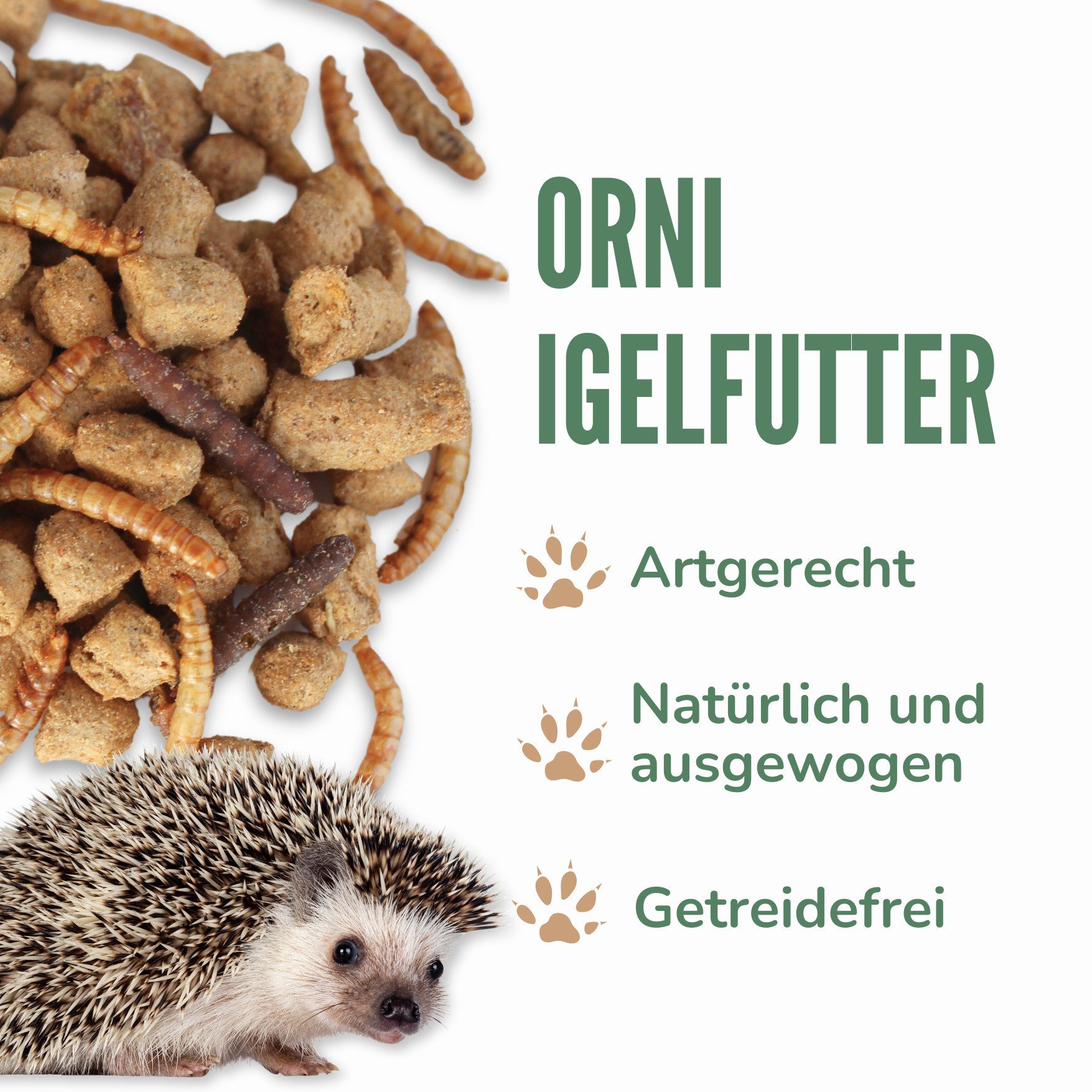 Orni Igelfutter mit Insekten ohne Getreide 1kg - Alleinfutter Trockenfutter, Hauptfutter für: Nutz-/ Wildtier