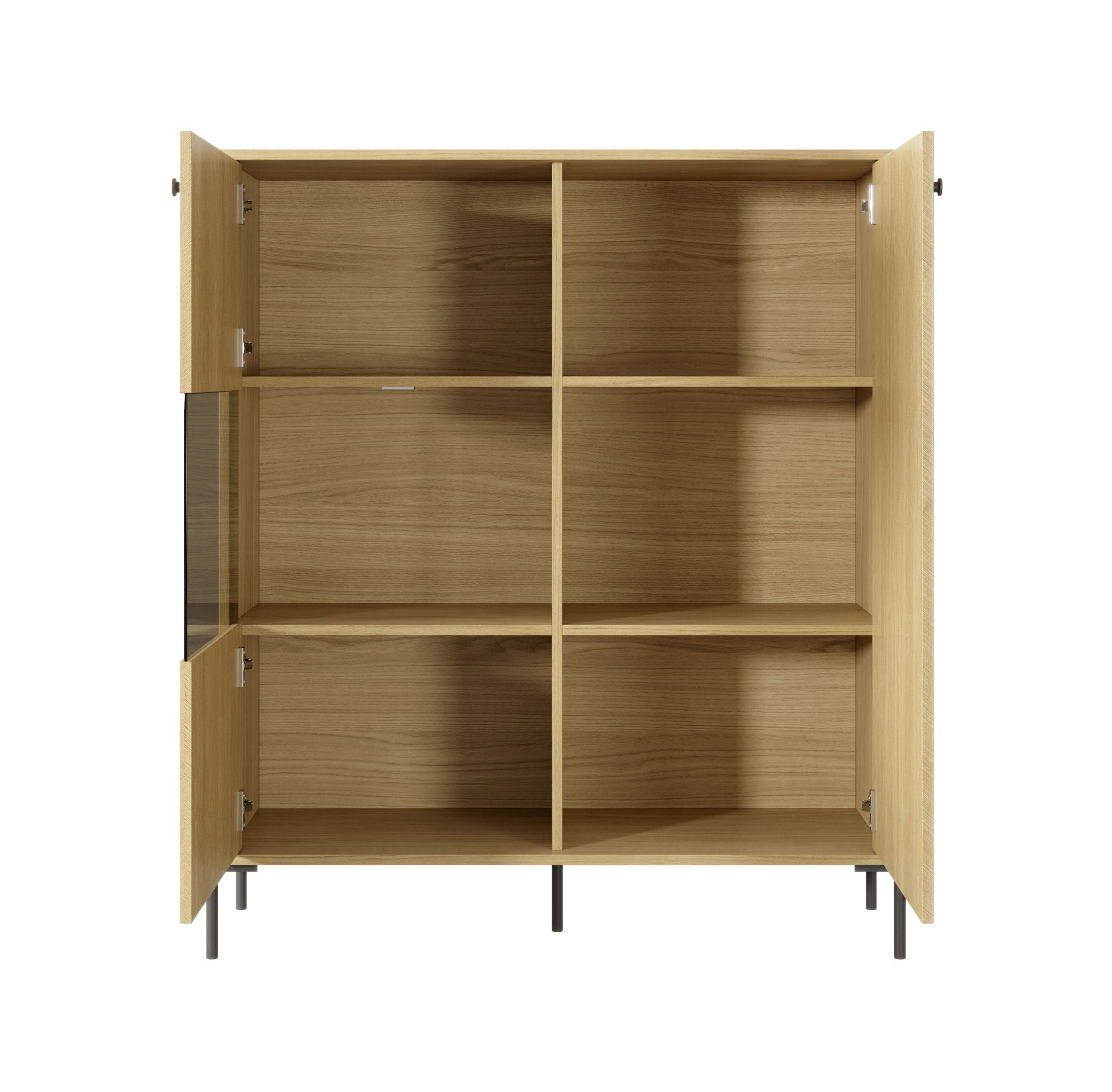 Furnix Wohnwand TV-Schrank x SCANDINAWA Eiche/Fischgräten T39,5 Eiche/Fischgräten, Highboard Scandi Mediawand und B213,6 1 H123,4 x cm