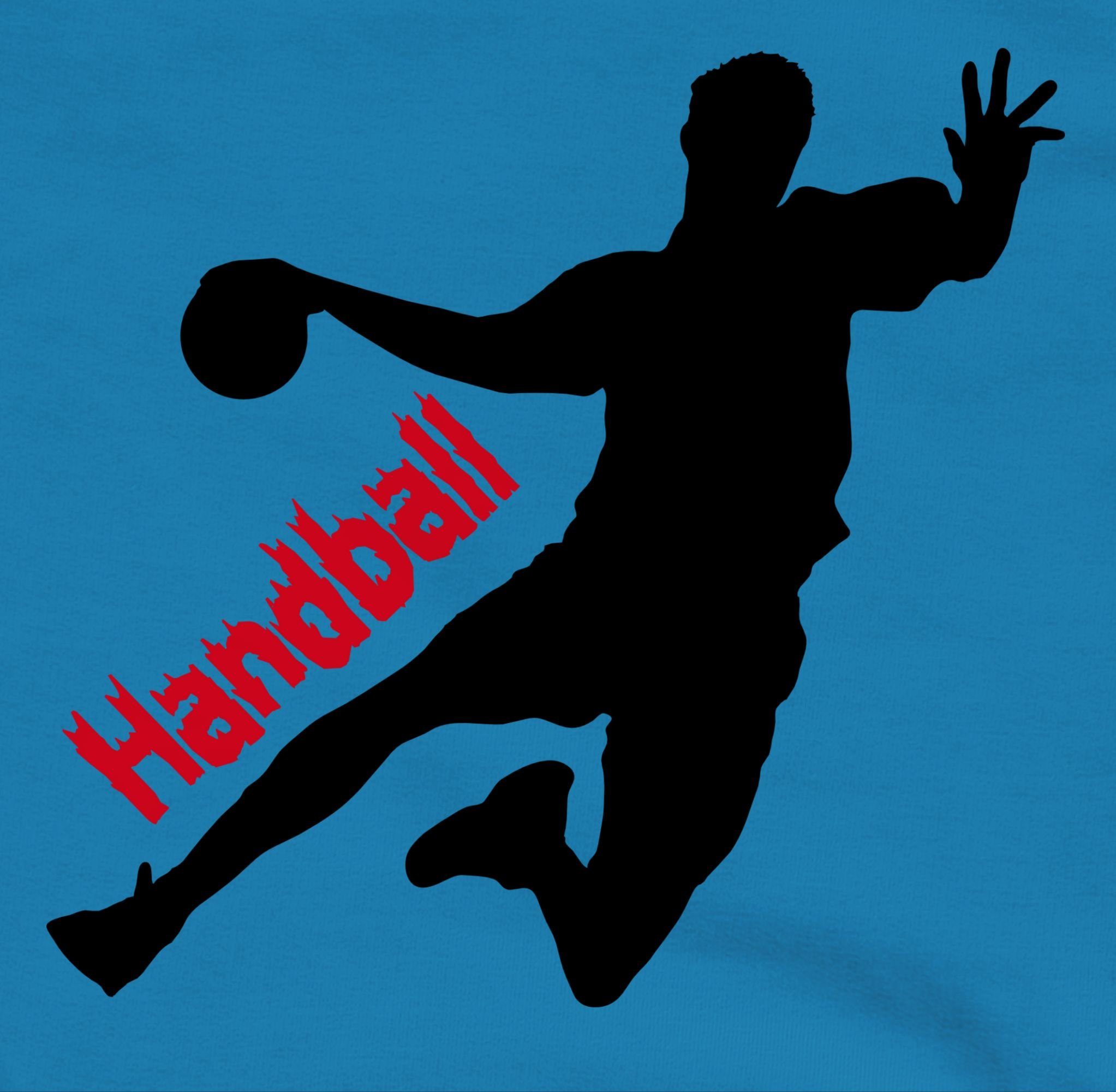Schriftzug Kleidung mit Kinder 1 Sport Handballer Himmelblau Hoodie Shirtracer