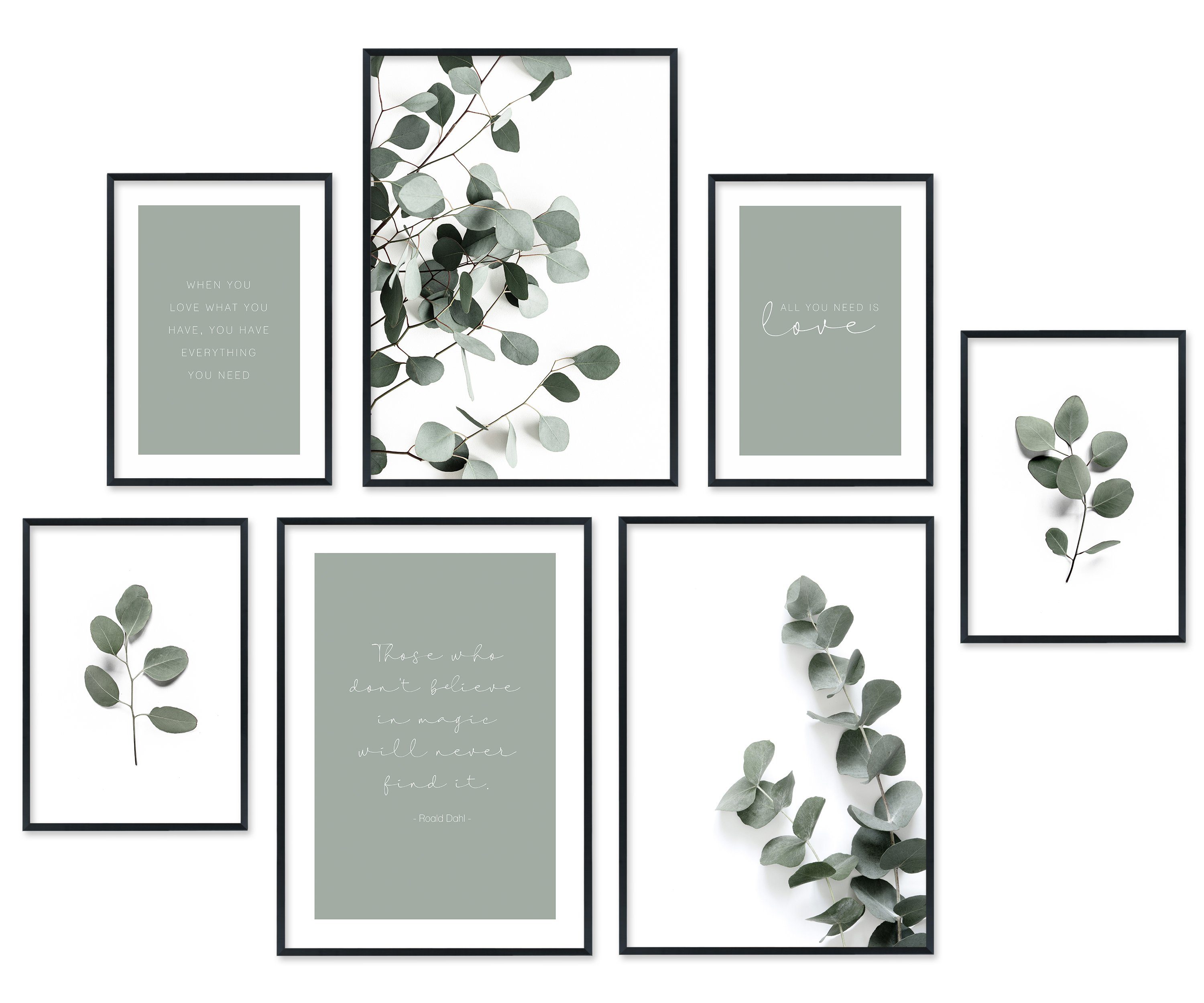 Hyggelig Home Poster Blätter - Premium Poster Set OHNE & MIT Rahmen - Wandb günstig online kaufen