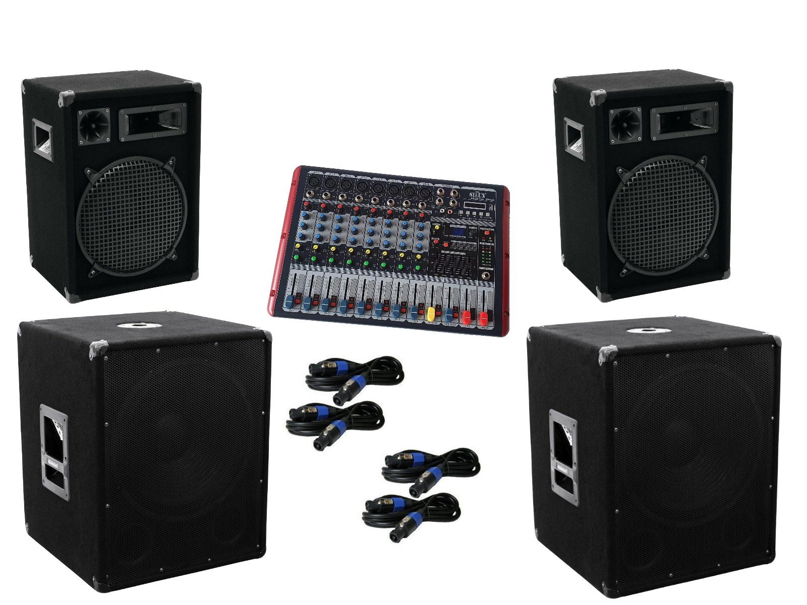 DSX Powermixer Musik Anlage 3 Wege Boxen Subwoofer 2900 W Party-Lautsprecher (1400 W)