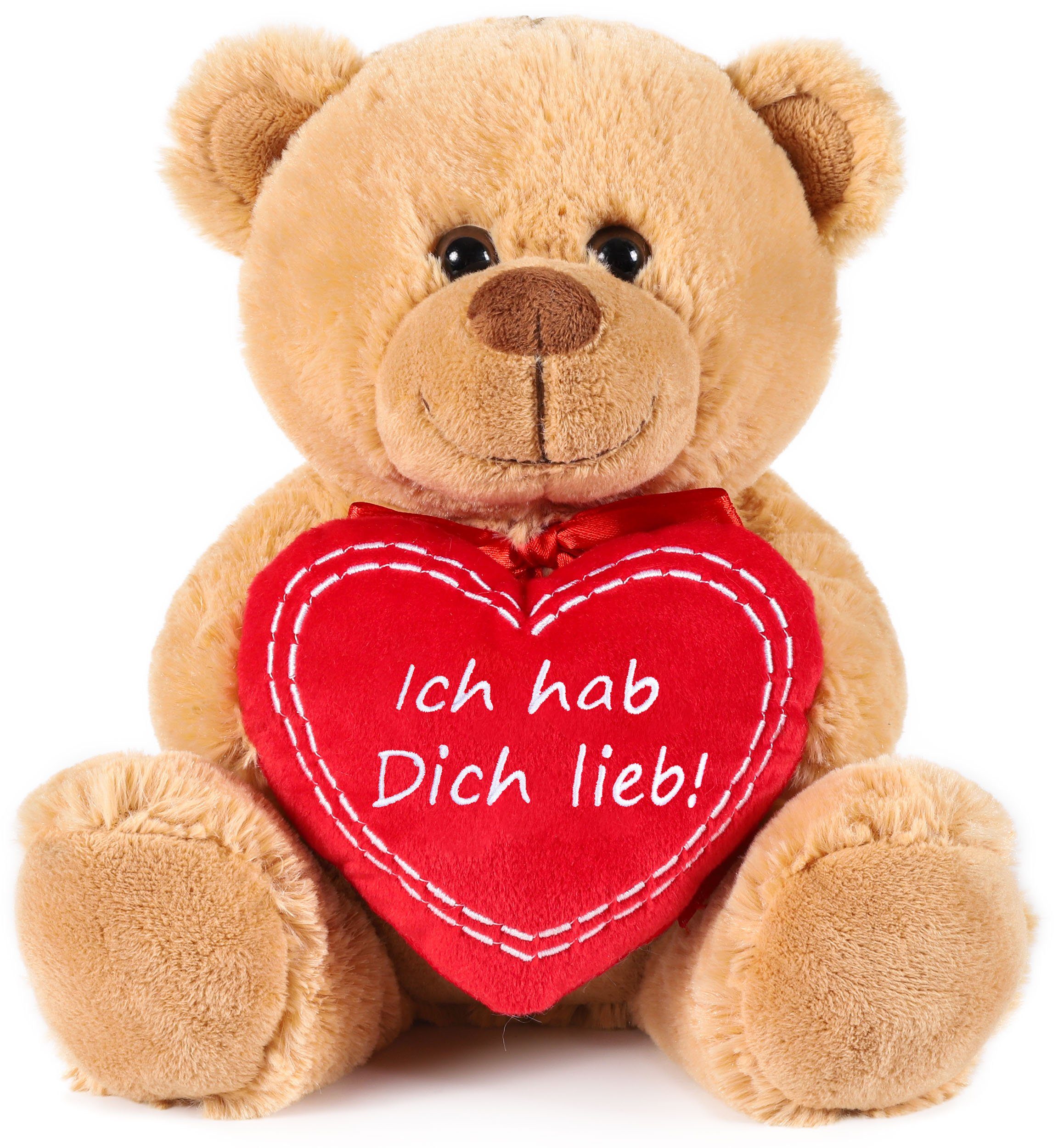 BRUBAKER Kuscheltier Teddybär mit Herz Rot - Ich hab Dich lieb - Teddy Stof günstig online kaufen