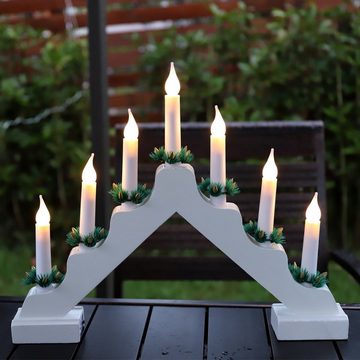 Salcar LED Lichterbogen Schwibbogen Weihnachten mit 7 Spitzkerzen, Weiß