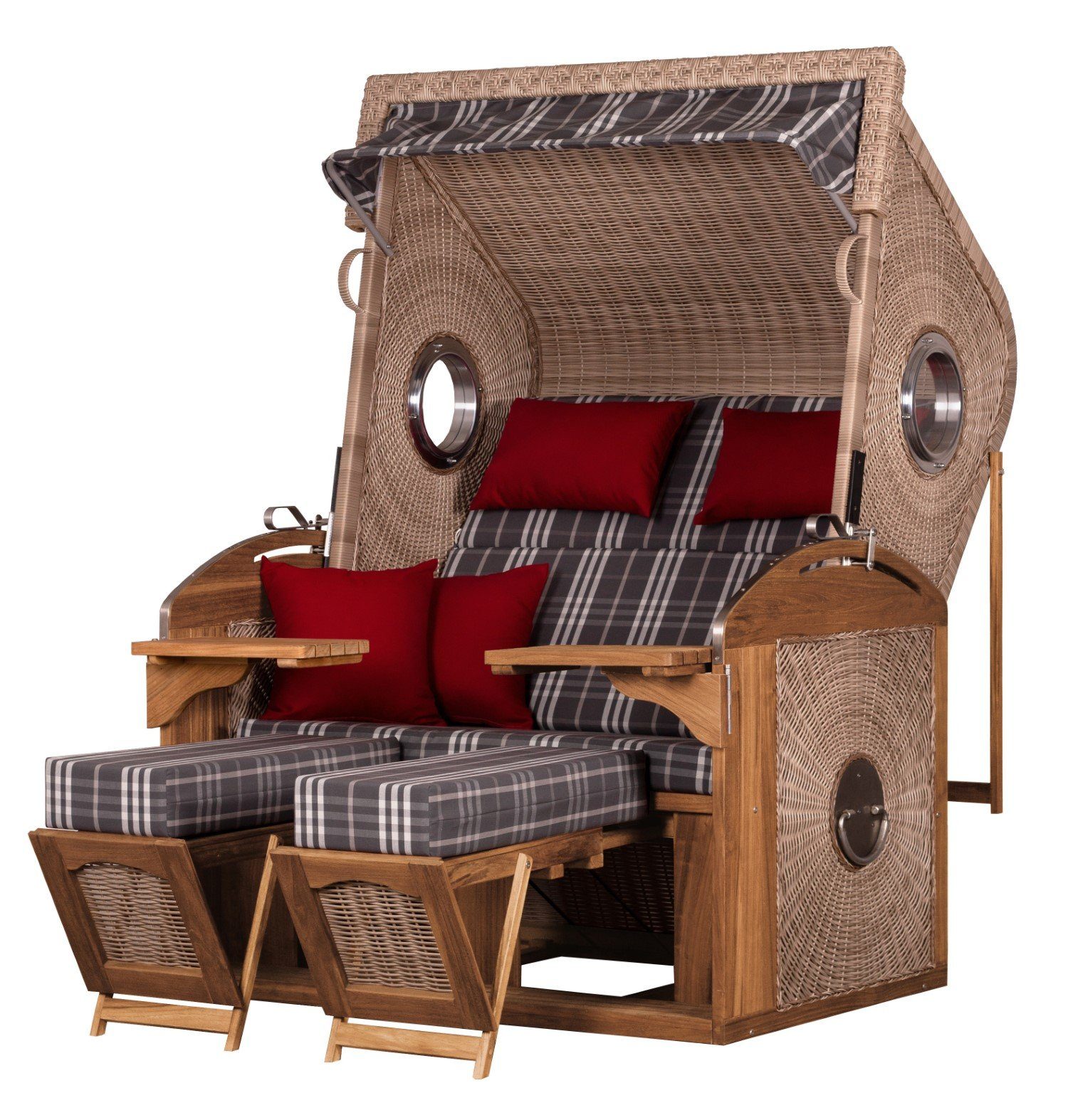 deVries PURE® Strandkorb Sailor XL - PE white kubu - Dessin 188, BxTxH: 135x90x165 cm, Halblieger, Ostsee-Strandkorb