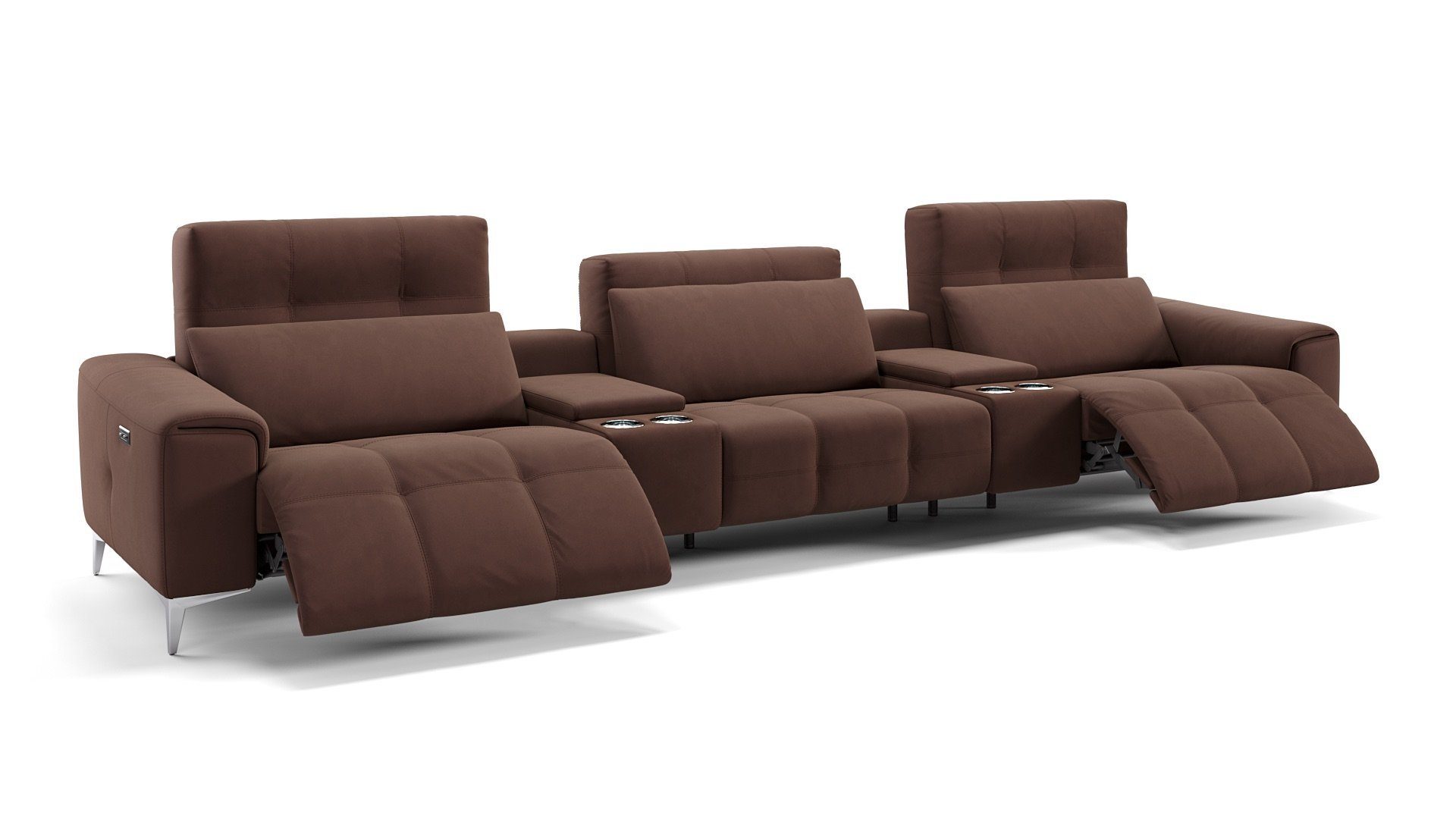 Sofanella Sofa Stoff 3-Sitzer Kinosofa SALENTO in Dunkelbraun M: 343 x 100 cm