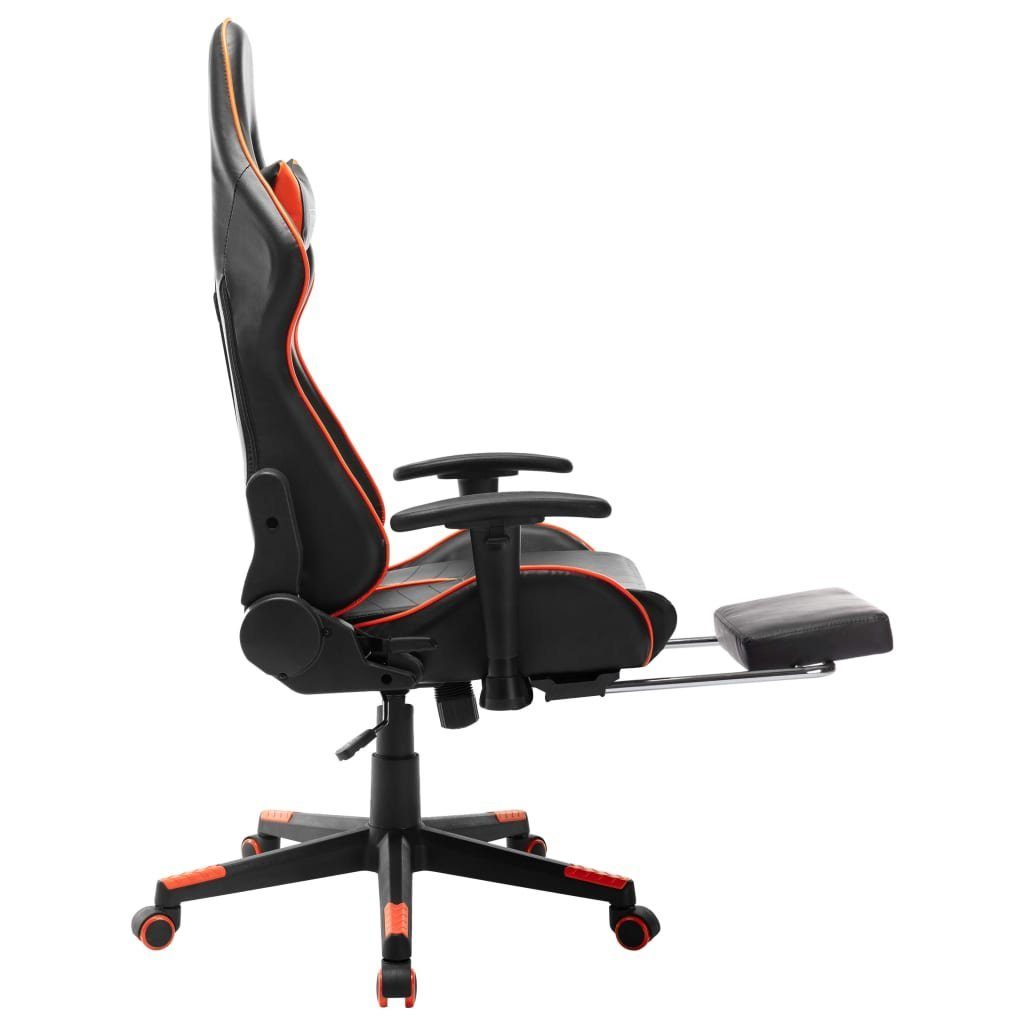 vidaXL mit Fußstütze Schwarz Orange Kunstleder Bürostuhl Gaming-Stuhl und