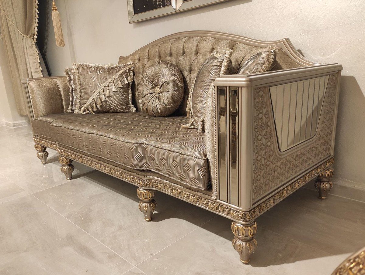 / Gold Sofa Luxus / Möbel Casa Casa Sofa Prunkvoll Padrino Sofa Grau & - Möbel Barock - Barock Barockstil Wohnzimmer - Luxus - Edel Padrino - Gold Einrichtung Wohnzimmer im Prunkvolles Barockstil