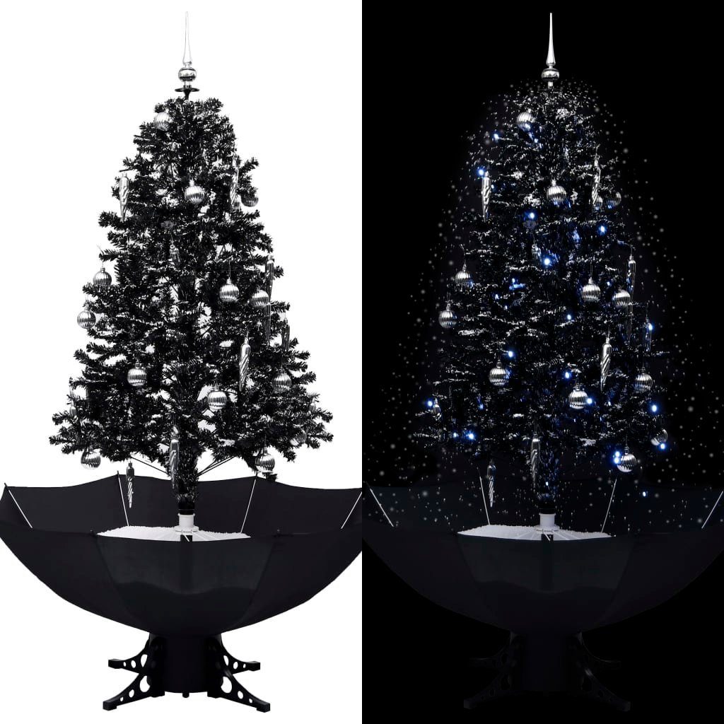 furnicato Künstlicher Weihnachtsbaum Schneiender Weihnachtsbaum mit Schirmfuß Schwarz 170 cm PVC