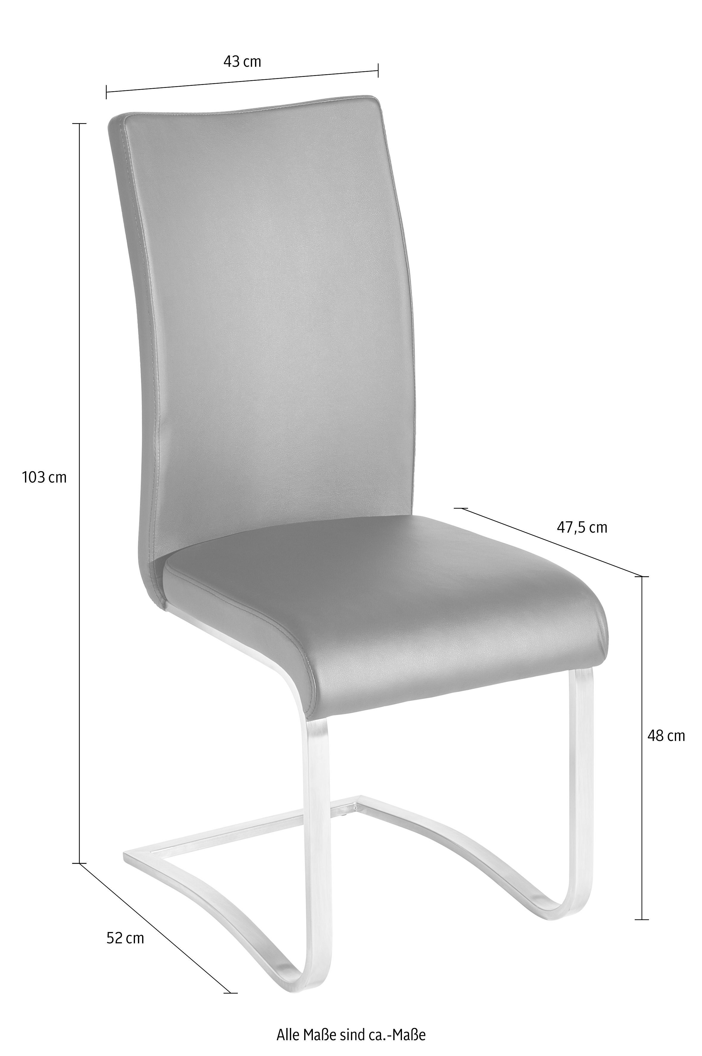 MCA furniture Freischwinger Arco St), belastbar Kg Stuhl Schwarz bis 130 | Echtlederbezug, 2 mit (Set, Schwarz