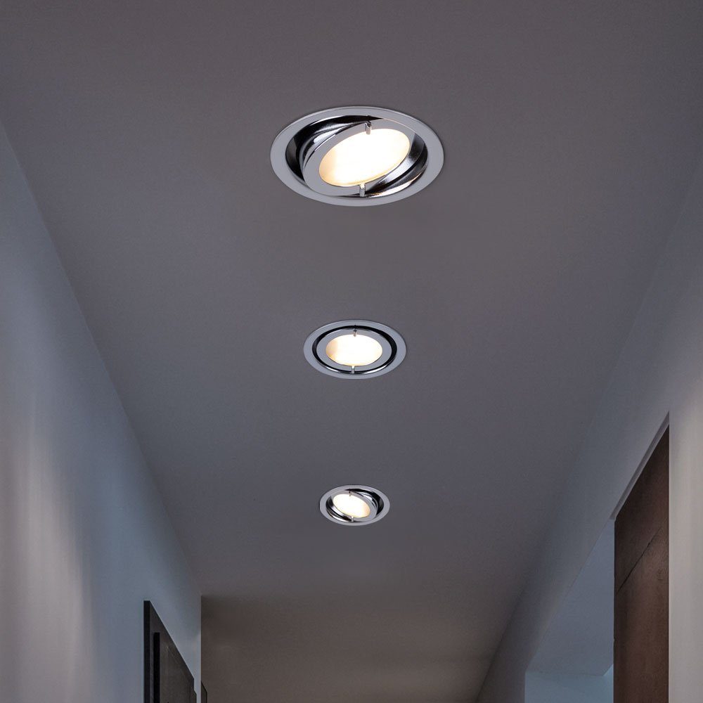 inklusive, Einbau LED Spot Lampe Leuchte Einbaustrahler, Strahler Set Chrom 3er Paulmann rund Metall Warmweiß, Leuchtmittel Paulmann