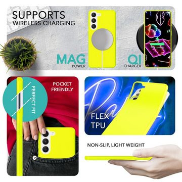 Nalia Smartphone-Hülle Samsung Galaxy S23, Neon Silikon Hülle / 2x Display- & Kameraschutz / Bunt Leuchtend Weich