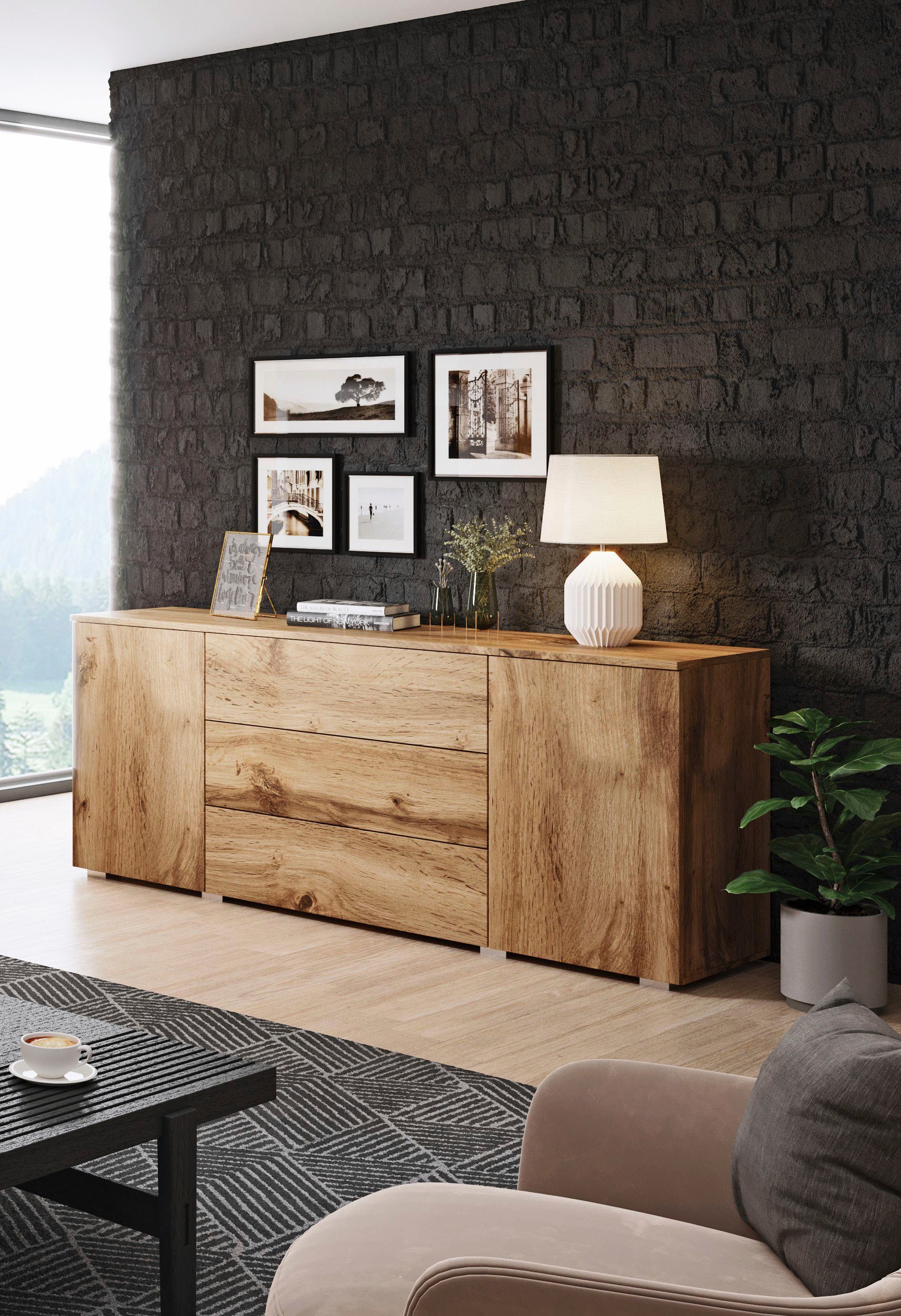 OTTO home Sideboard PARIS (1 St), Moderne 150cm breite grifflose Kommode, vielseitig einsetzbar