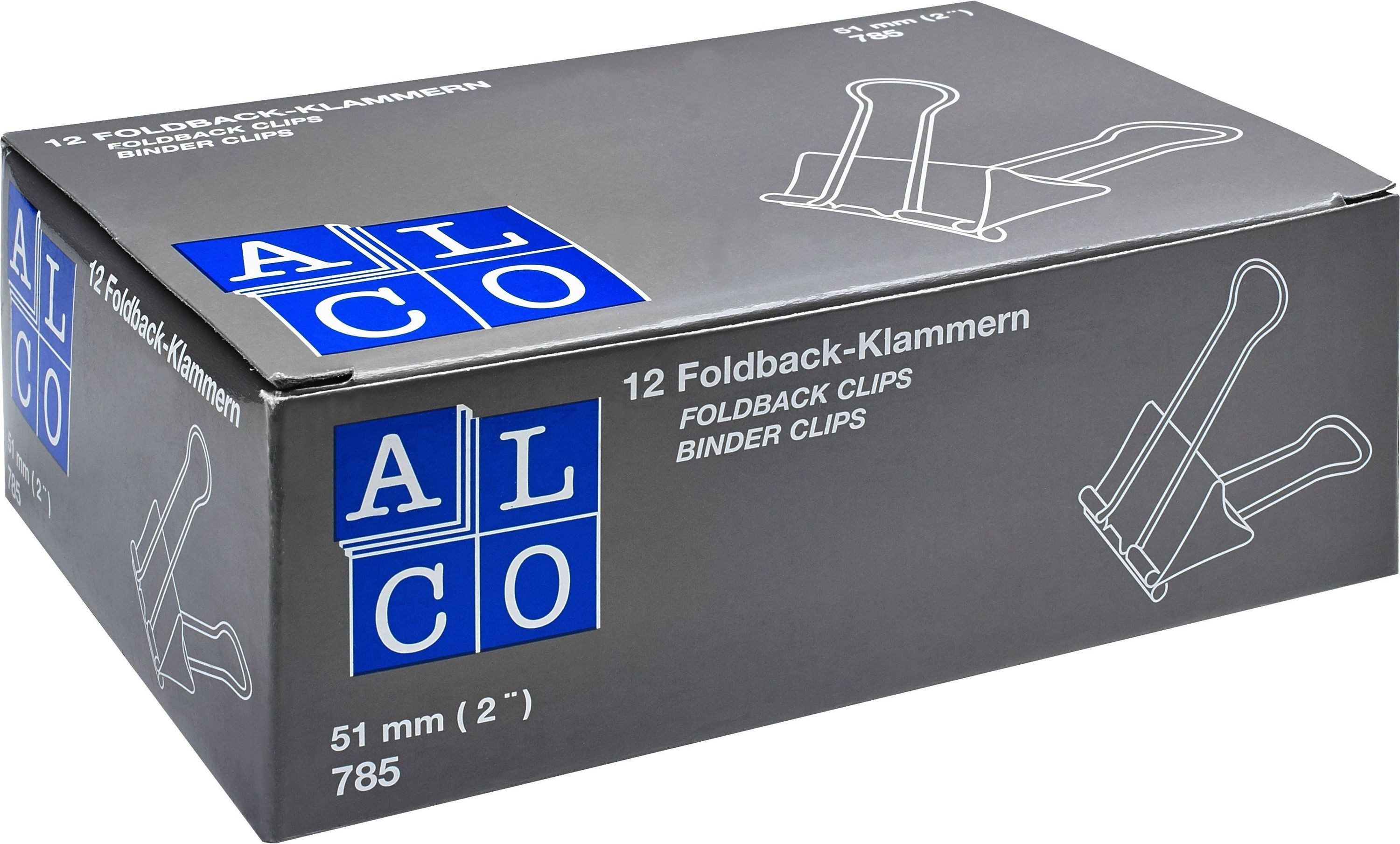 ALCO Büroklammer Foldbackklammer Metall vernickelt 51mm blau VE=12 Stück
