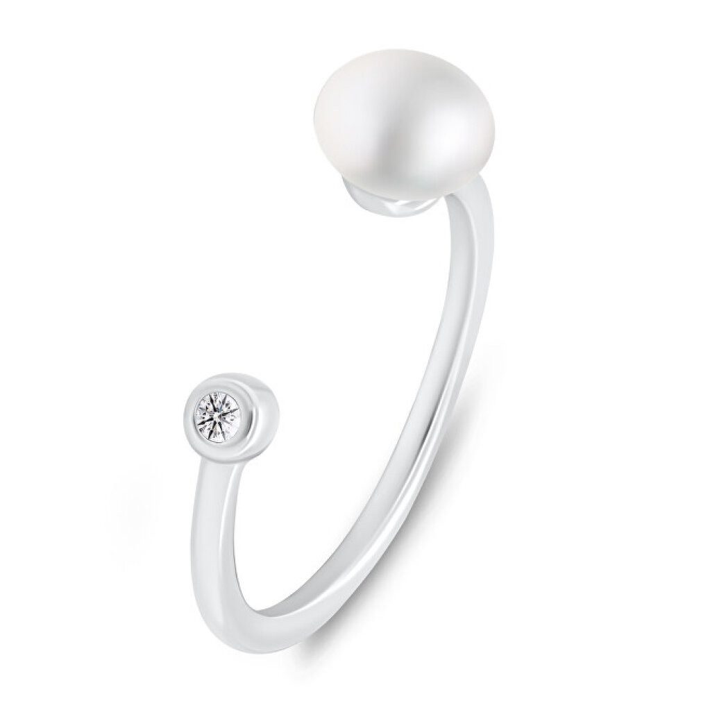 Brilio Silver Fingerring Zarter Silberring mit echter Perle RI103W - Kreislauf: 55 mm