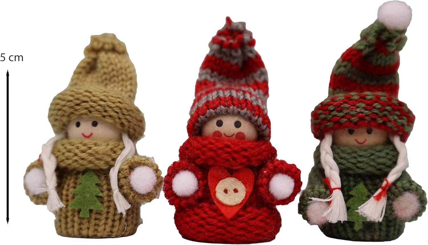 hausleben Wichtel Weihnachtsfiguren aus Holz (12 St), – Mini Wichtel mit Strickmütze & Pullover