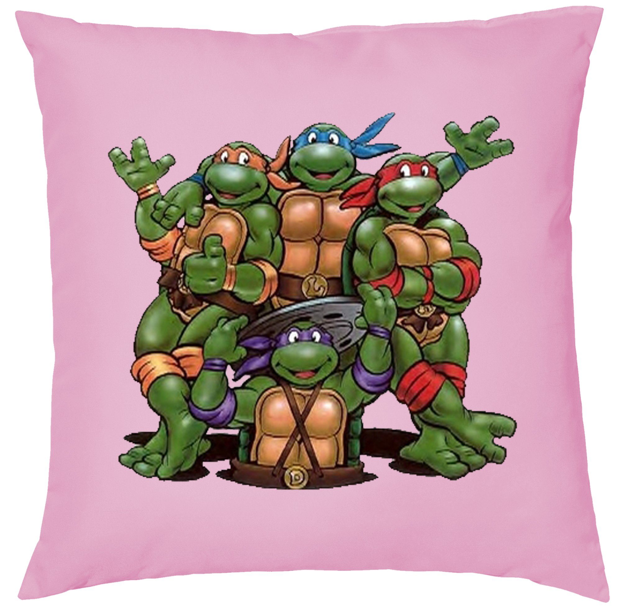 Turtles Team mit & Brownie Ninja Füllung Dekokissen Schildkröten Pizza Kissen Blondie Rosa