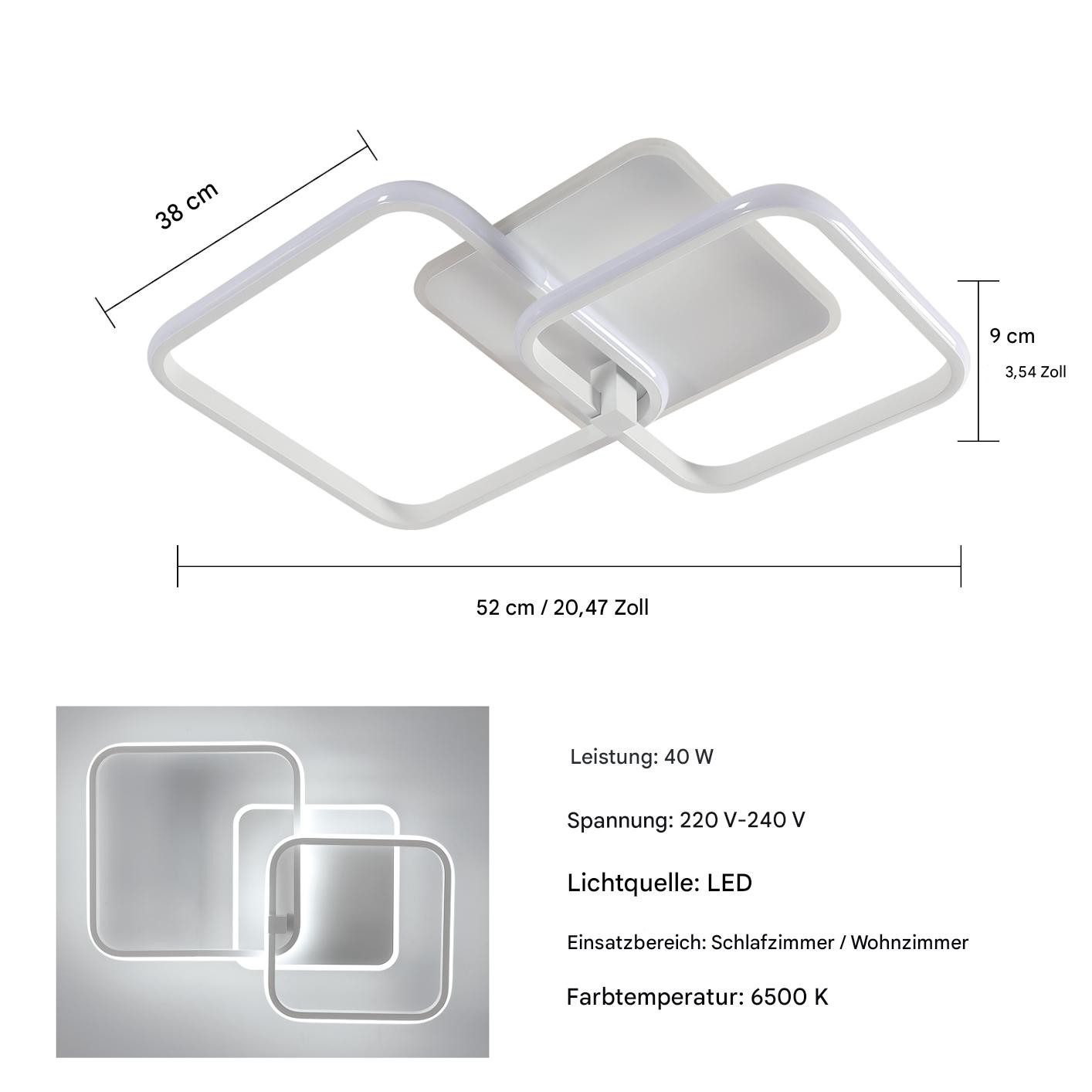 Goeco Deckenleuchte Quadratische LED Acryl-Deckenlampe, 52x38x9cm, günstig online kaufen