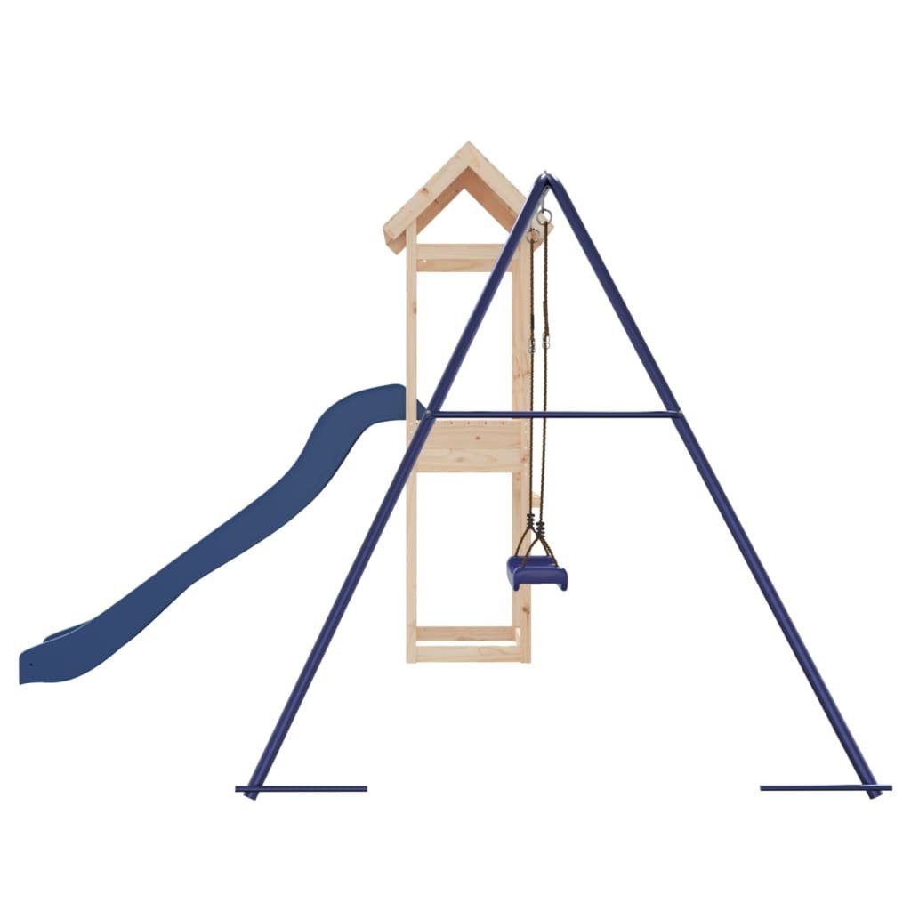 vidaXL Spielhaus Spielturm Kletterturm Kinde und Schaukel mit Massivholz Rutsche Kiefer