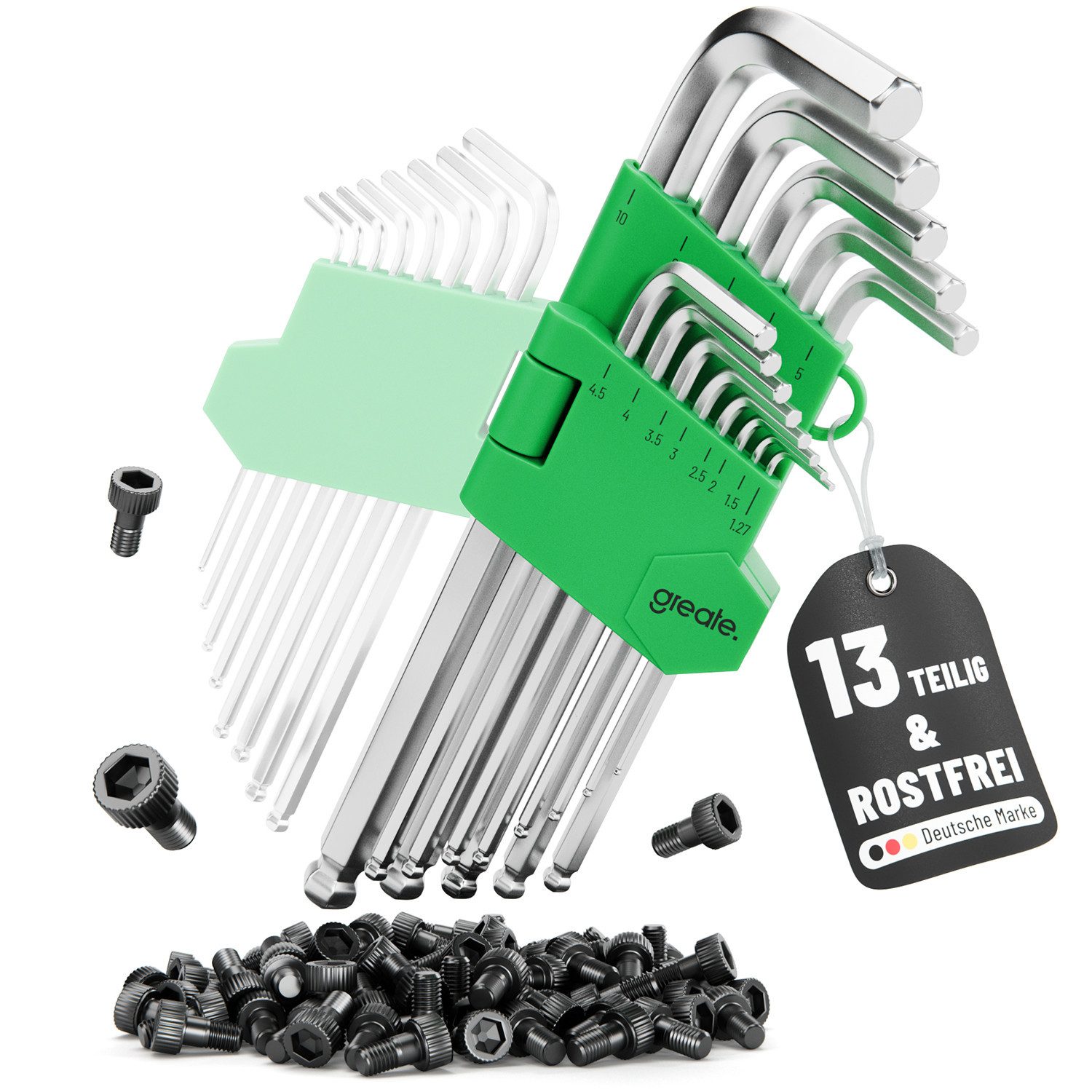 greate. Innensechskantschlüssel 1x Sechskantschlüssel Set mit Kugelkopf 13 teilig - 1,27 bis 10 mm (1 St)