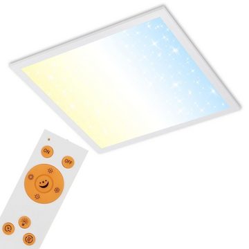 Briloner Leuchten LED Panel 7301-016, Sternenhimmel, CCT Farbtemperatursteuerung, Fernbedienung, dimmbar, ultraflach, LED fest verbaut, Kaltweiß, Neutralweiß, Tageslichtweiß, Warmweiß, Deckenlampe, 29,5x29,5x5,5cm, Weiß, 18W, Wohnzimmer, Schlafzimmer