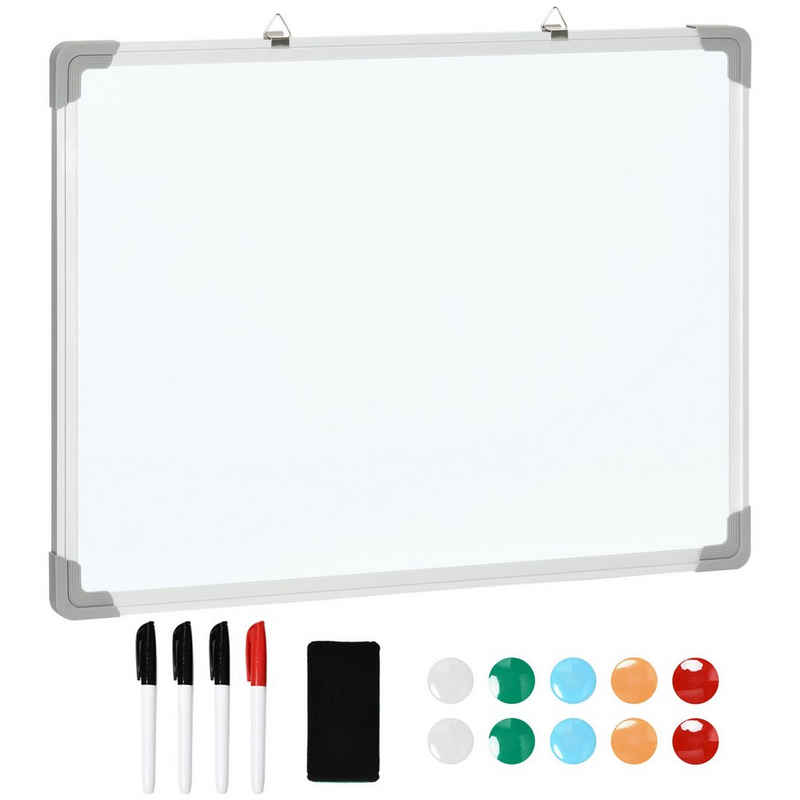 HOMCOM Magnettafel Whiteboard Magnettafel, leicht abwischbar, mit 4 Markern, 10 Magneten, (Set, 1-tlg., Whiteboard), mit 4 Markern 10 Magnet abwischbar 60 x 45 cm