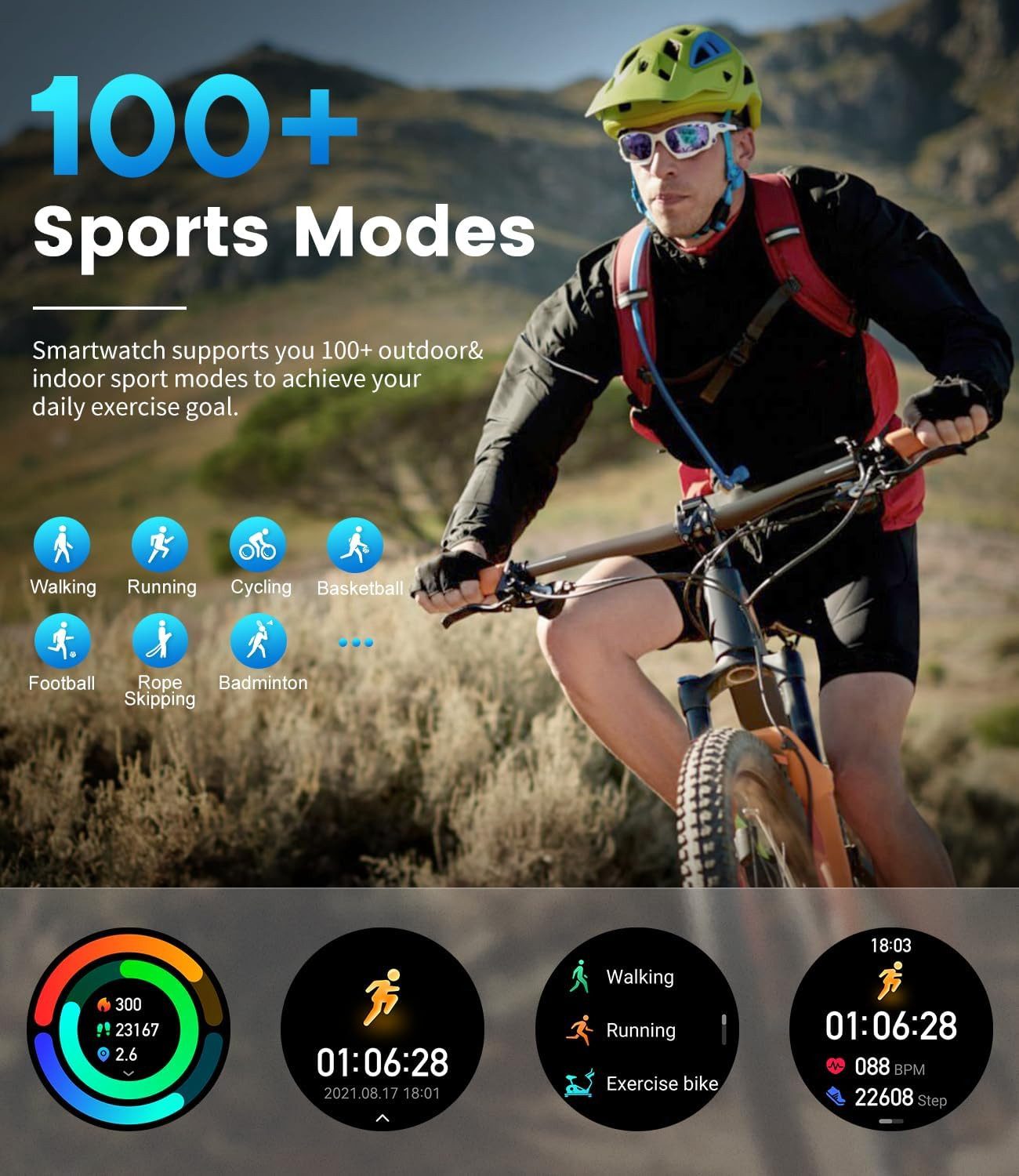 Zevelora Herren's IP68 Wasserdicht Fitnessuhr Tracker AMOLED Display Smartwatch (1.43 Zoll, Android/iOS), mit Pulsmesser Schlafmonitor, 400mAh Akku Smart Watch für Android iOS