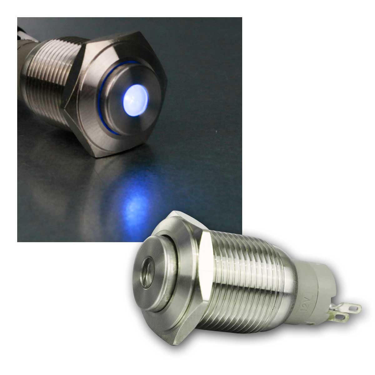 Sintron Schalter Metallschalter mit Punktbeleuchtung blau, Ø16mm