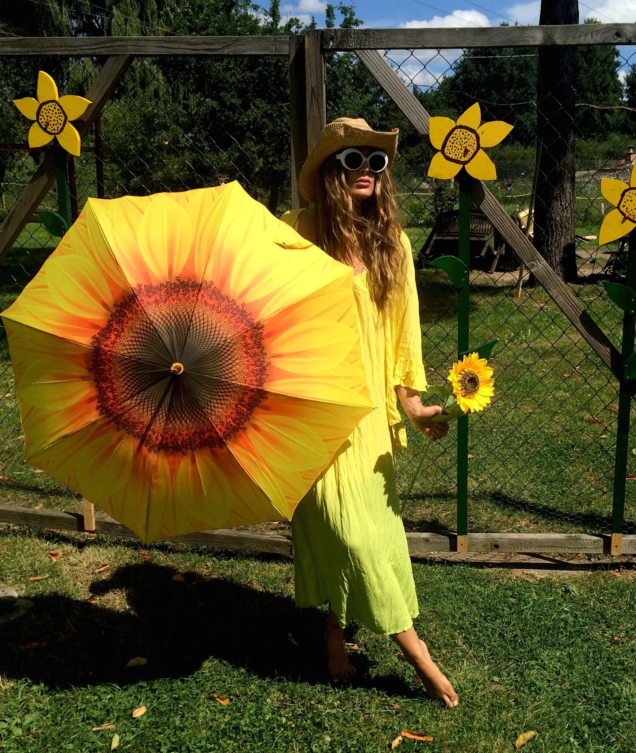 Taschenregenschirm Kompakt, Sonnenblume Motivschirm Stabil Lilienfeld von Blumenmuster Blüte Leicht