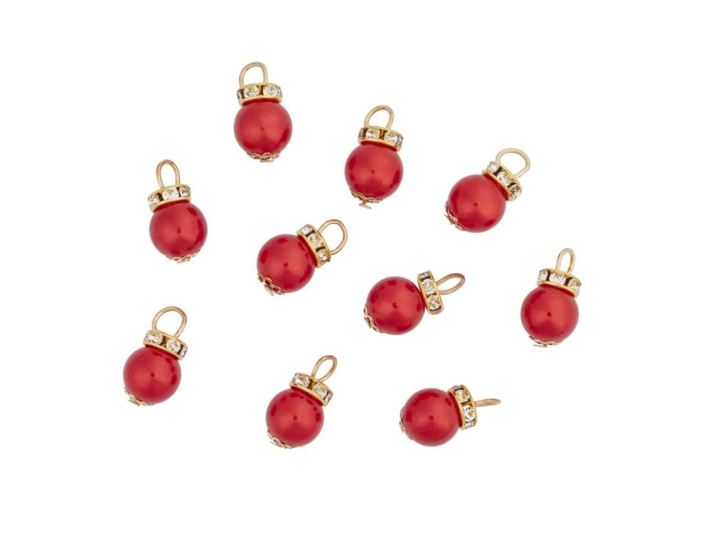 HobbyFun Wichtel Miniatur Christbaumkugeln rot, 10 Stück - Wichtel- und Puppenstube