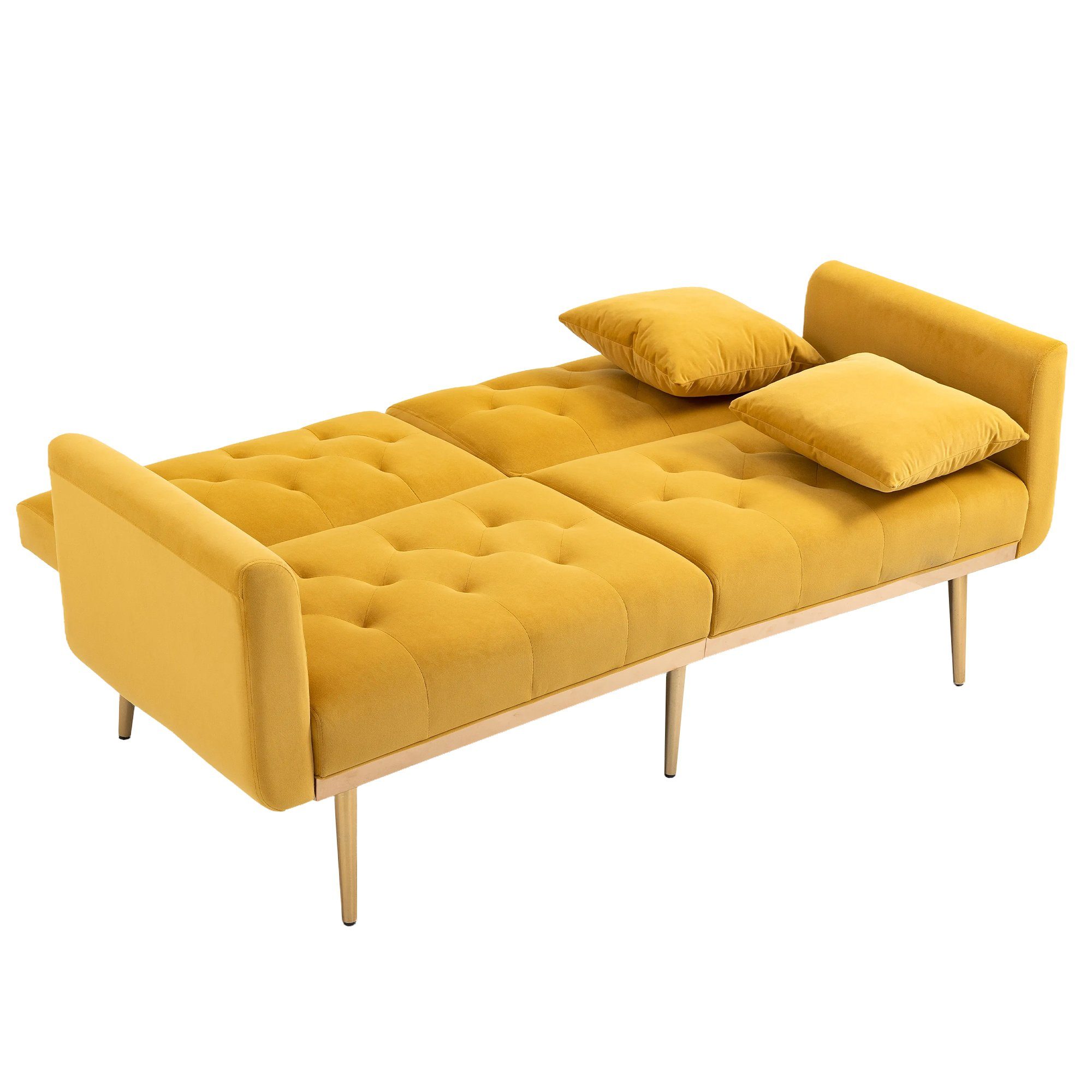Sofa Akzentsofa, Metallfüßen OKWISH Gelb mit Schlafsofa, Loveseat-Sofa
