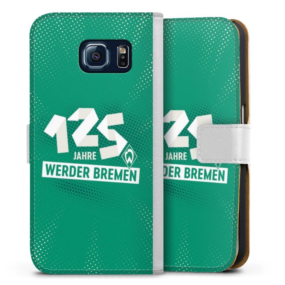 DeinDesign Handyhülle 125 Jahre Werder Bremen Offizielles Lizenzprodukt, Samsung Galaxy S6 Hülle Handy Flip Case Wallet Cover Handytasche Leder