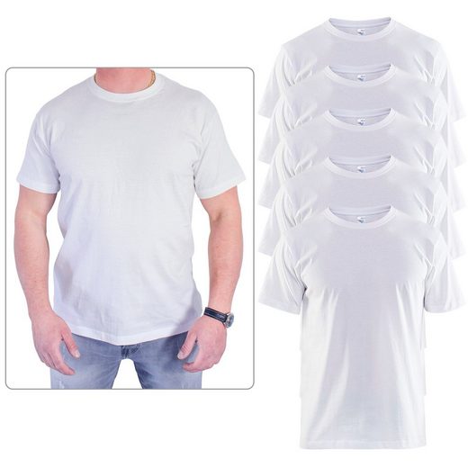 EasyLine Kurzarmshirt »Basic Shirt Weiß - T-Shirt Set für Freizeit Arbeit Sport Beruf - Arbeitsshirt Baumwolle« (5-tlg., 5er-Pack, 10er-Pack) Angenehm, gemütlich