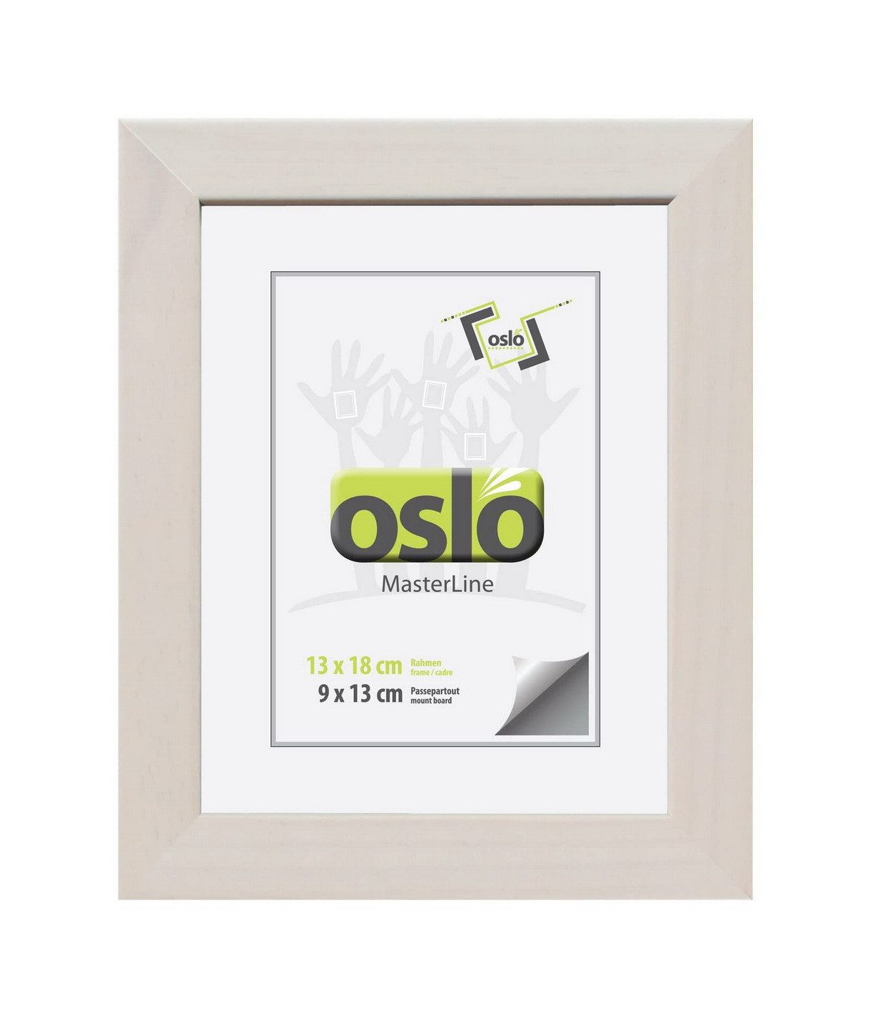 Oslo MasterLine Bilderrahmen Holz massiv Echtglas Hoch- Querformat Puzzlerahmen FSC-zertifiziert, 13x18 weiß gekalkt