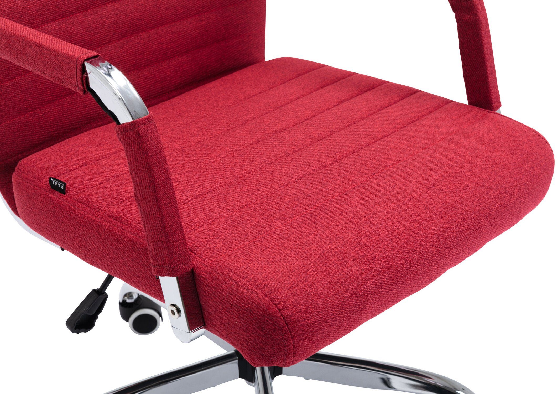 Metall Bürostuhl bequemer Stoff Bürostuhl Amadeus Gestell: höhenverstellbar - (Schreibtischstuhl, TPFLiving Rückenlehne und mit Chefsessel, XXL), Drehstuhl, 360° drehbar chrom rot - Sitzfläche: