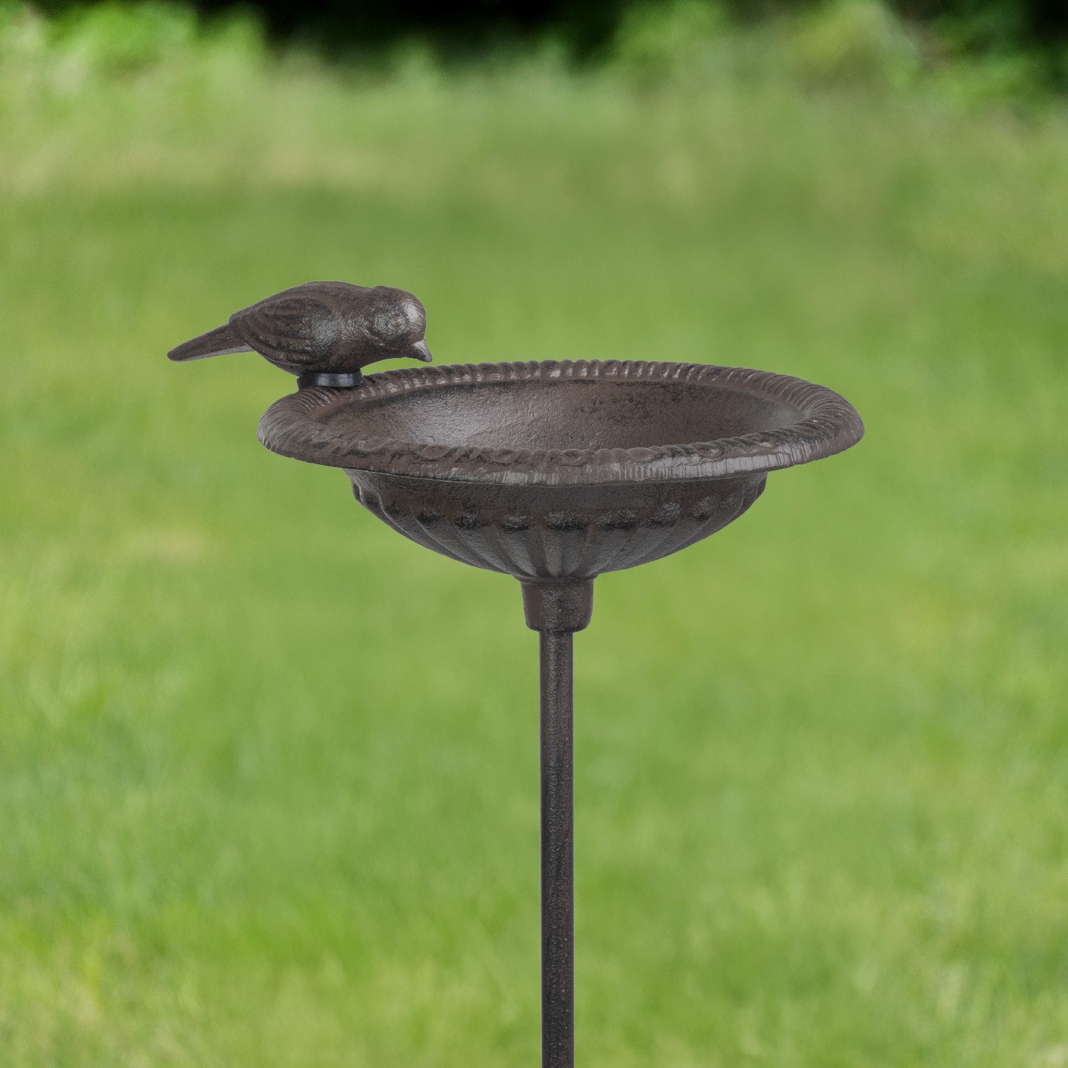 Moritz Vogeltränke Vogelbad Gusseisen 92 cm Erdspieß antik braun runde Schale Vogel Deko