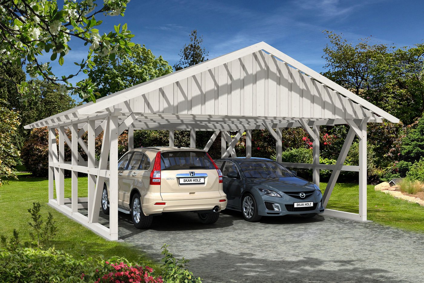 Thumbnail - Skanholz Doppelcarport Schwarzwald, BxT: 684x772 cm, 220 cm Einfahrtshöhe, mit Dachlattung