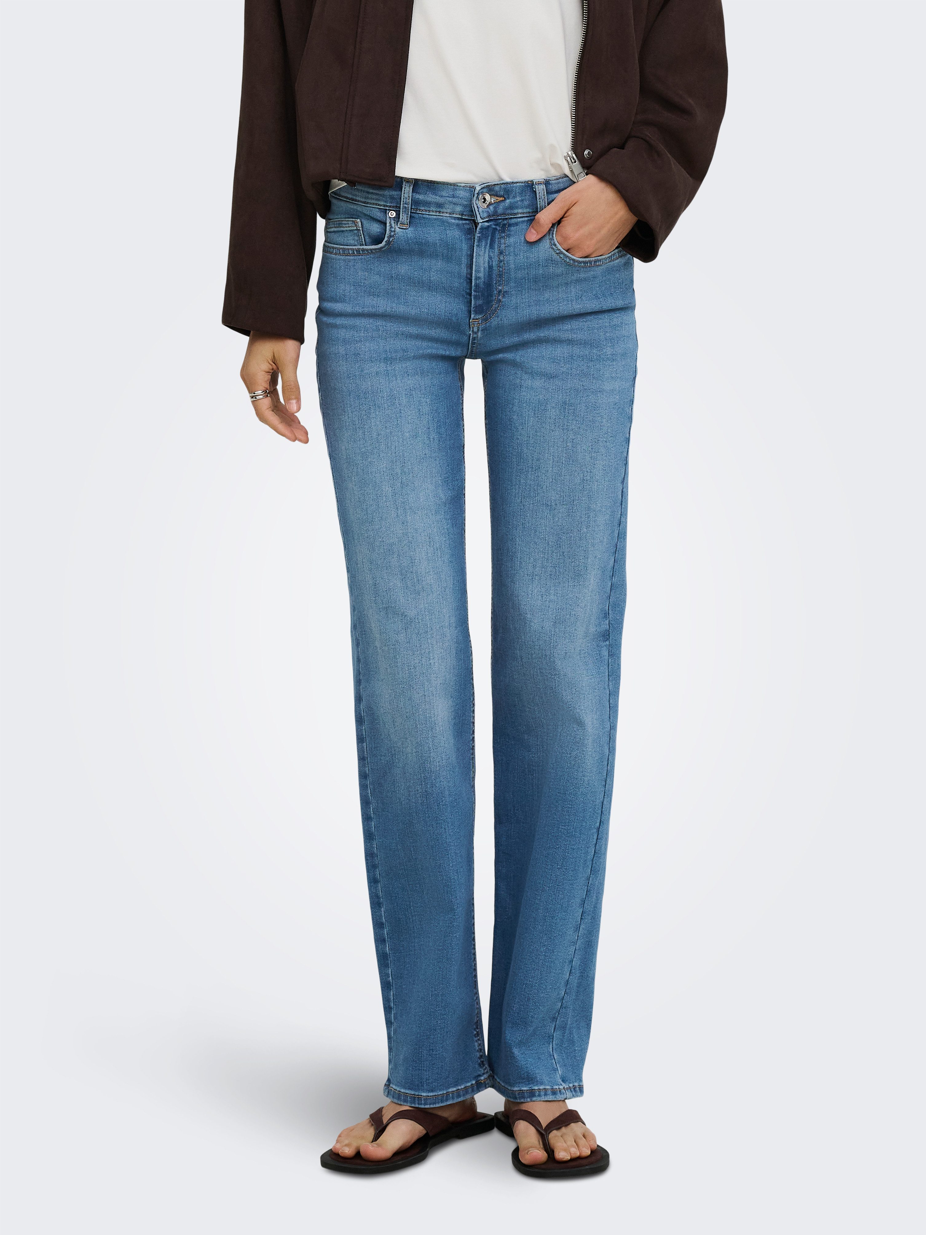 ONLY Straight-Jeans ONLWINNIE MID STRAIGHT DNM Baumwollmischung, straight fit, mid waist