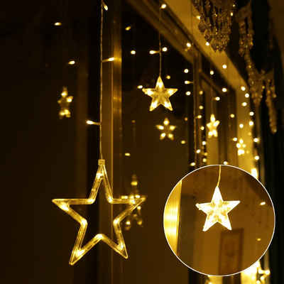 interGo LED-Lichterkette »LED Lichterkette Lichtervorhang Weihnachten Sternenvorhang 12 große Sterne 8 Modi Wasserdicht IP44 für Innen und Außen Dekoration«