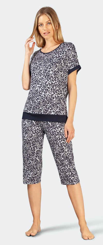 Hajo Schlafanzug Damen Schlafanzug mit Capri Hose (2 tlg) Modisches Design